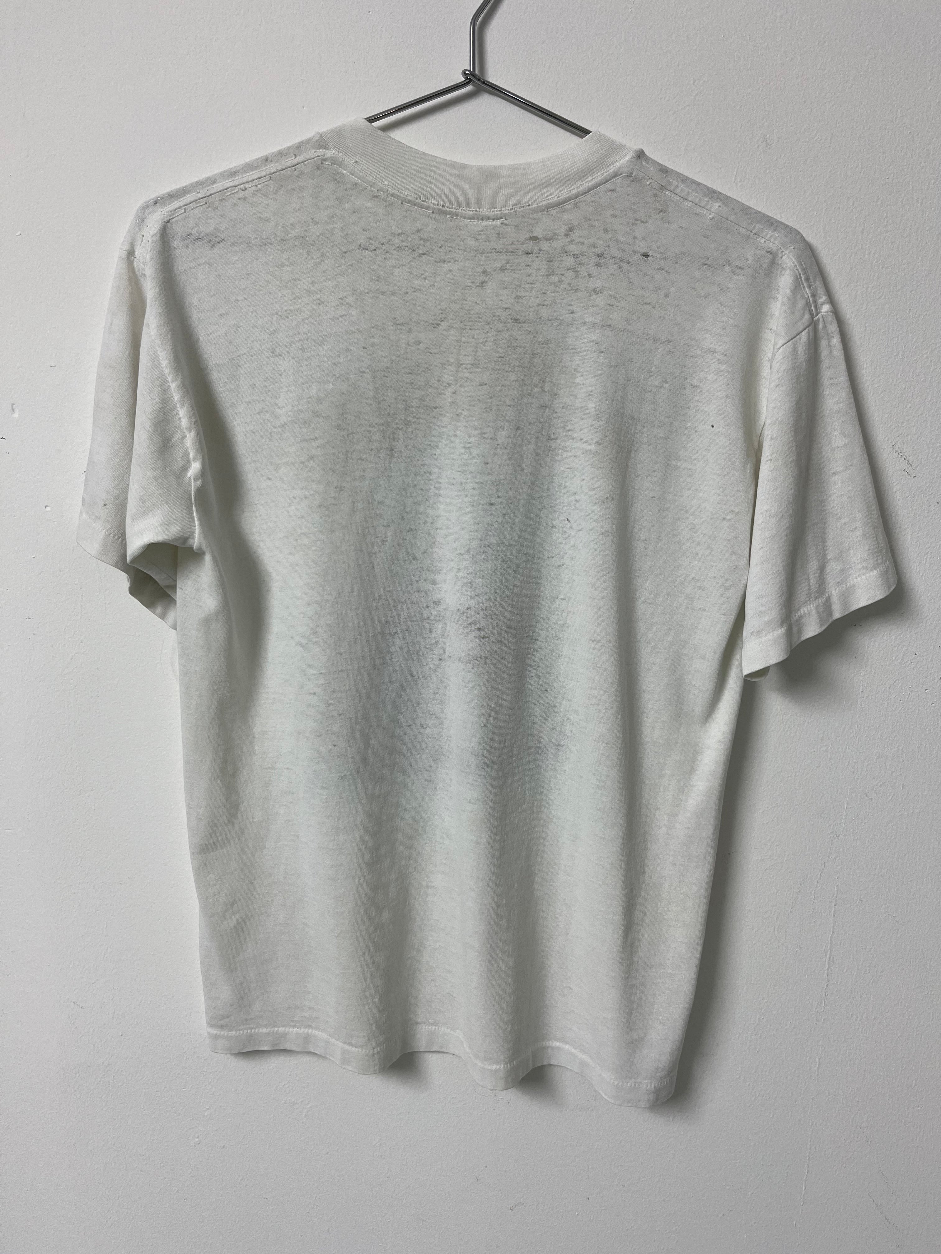 ‘70s Ark Cleaning Hand-Painted Graphic T-Shirt - White - XS/S
