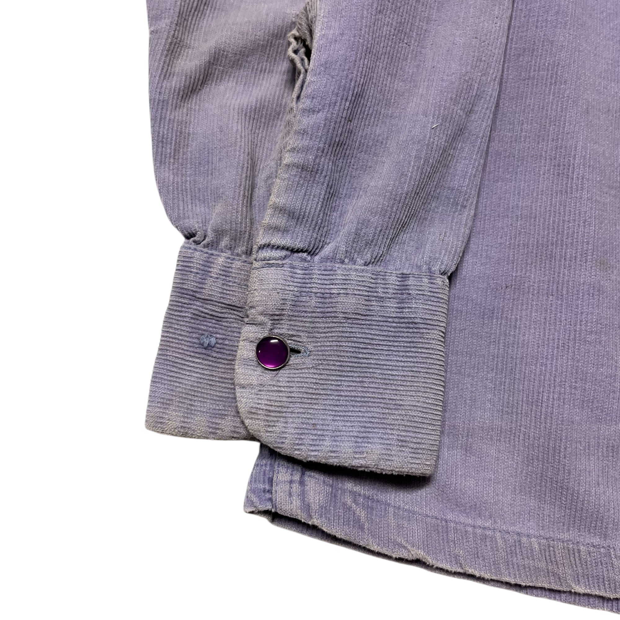1950s Distressed ‘Archdale’ Corduroy Loop-Collar with Gem Buttons - Lavender - S