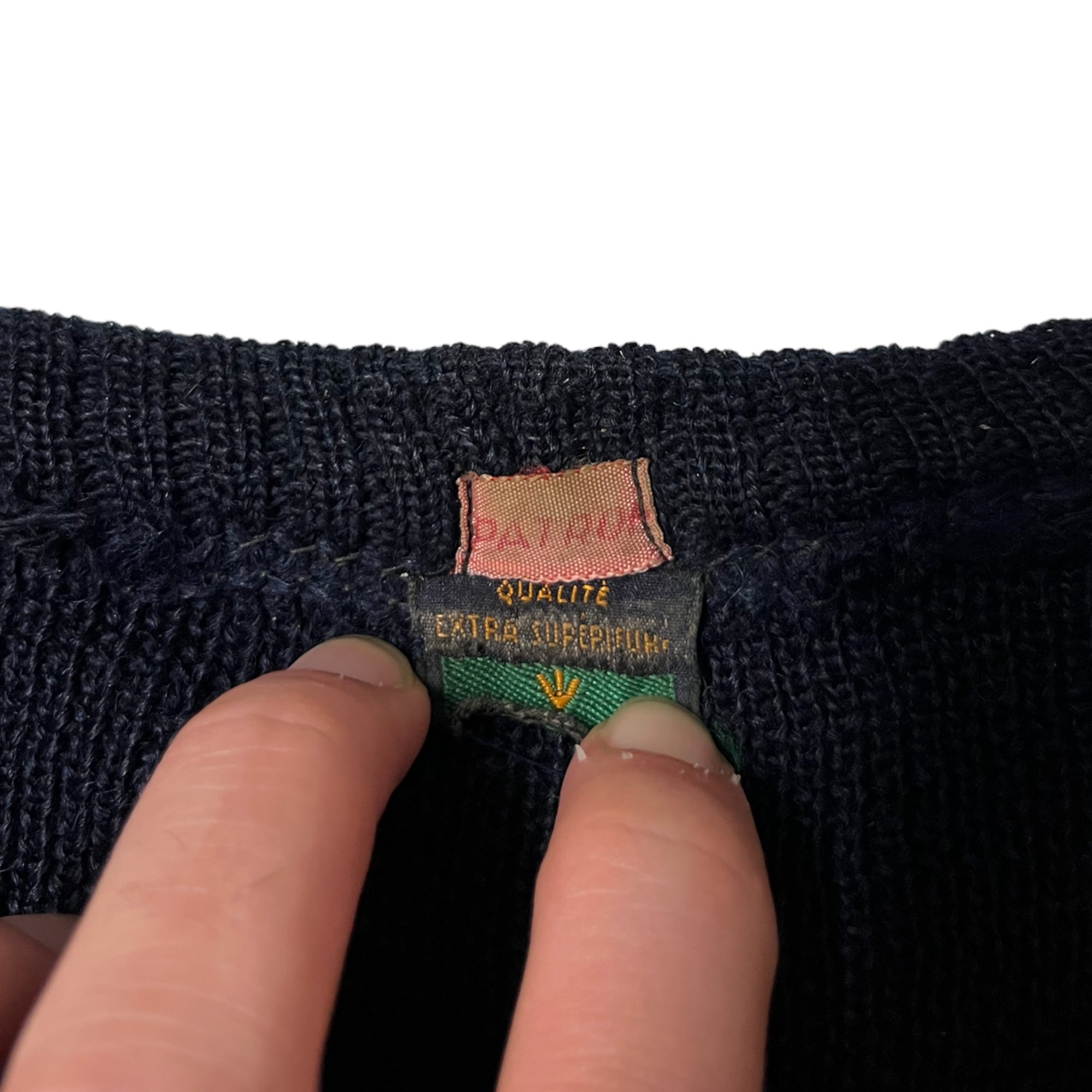 1930s French ‘Patron’ Stained Knit Sweater - Navy Blue - XS/S