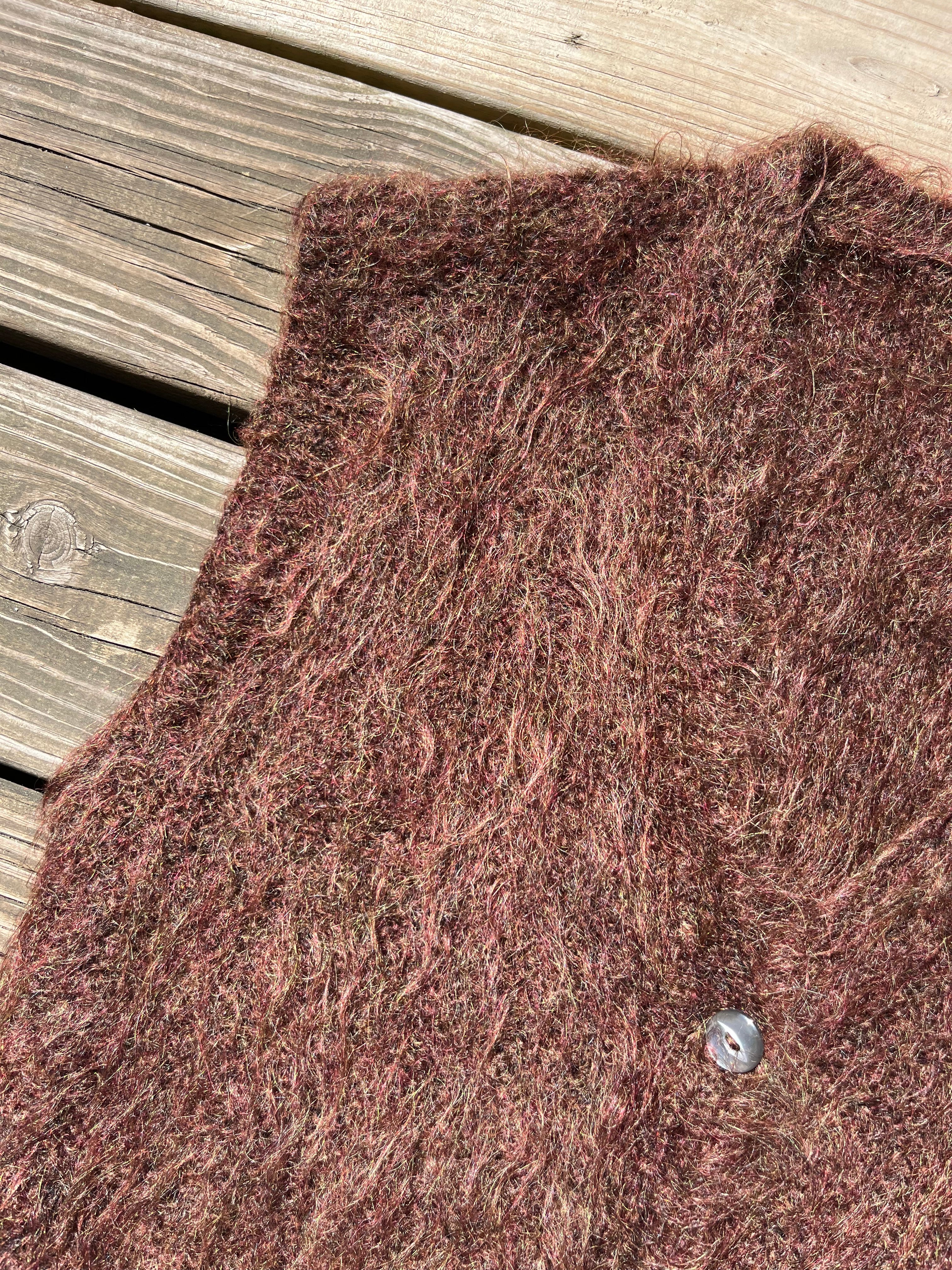 1970s Shaggy Mohair Vest - Grizzly Brown - S/M
