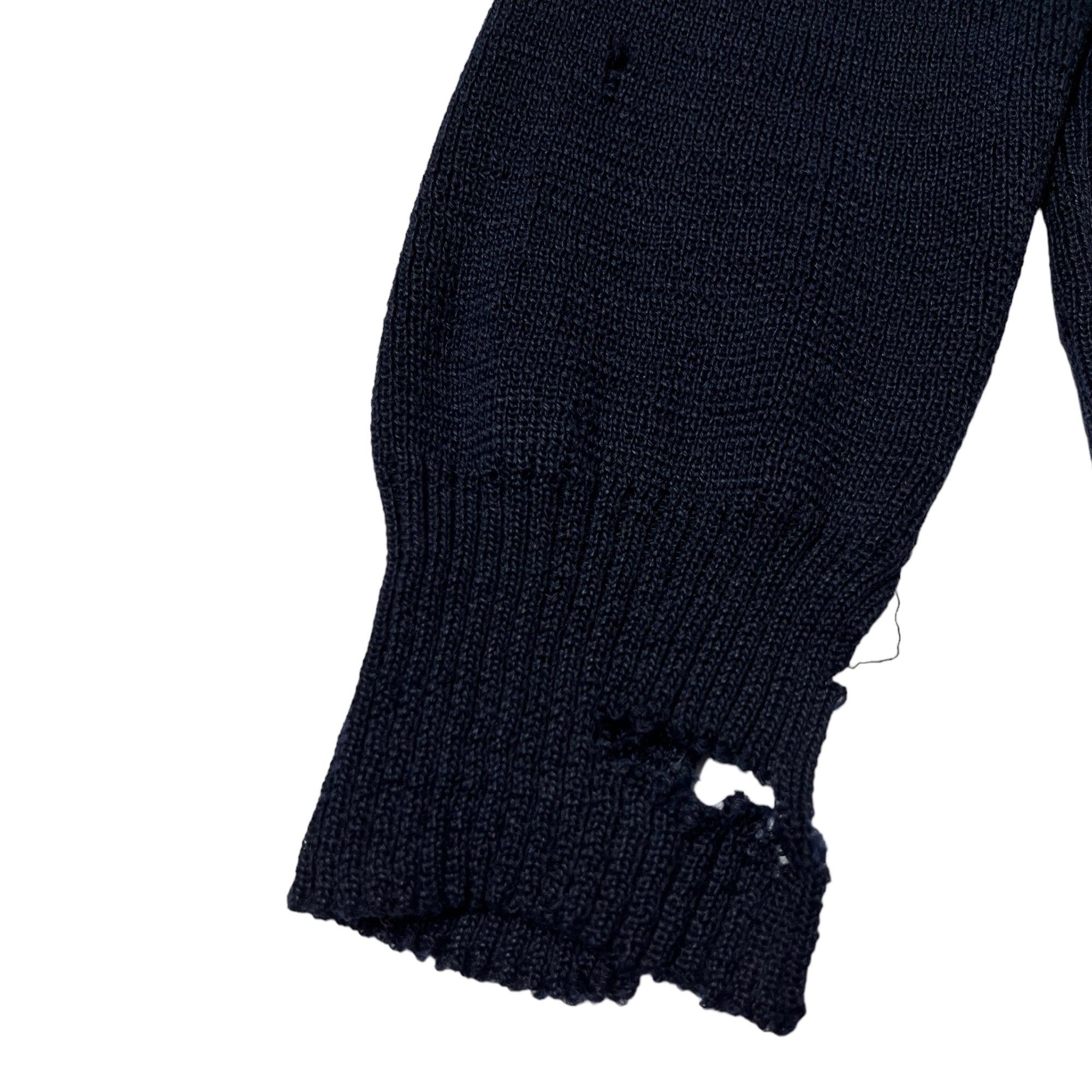 1930s French ‘Patron’ Stained Knit Sweater - Navy Blue - XS/S
