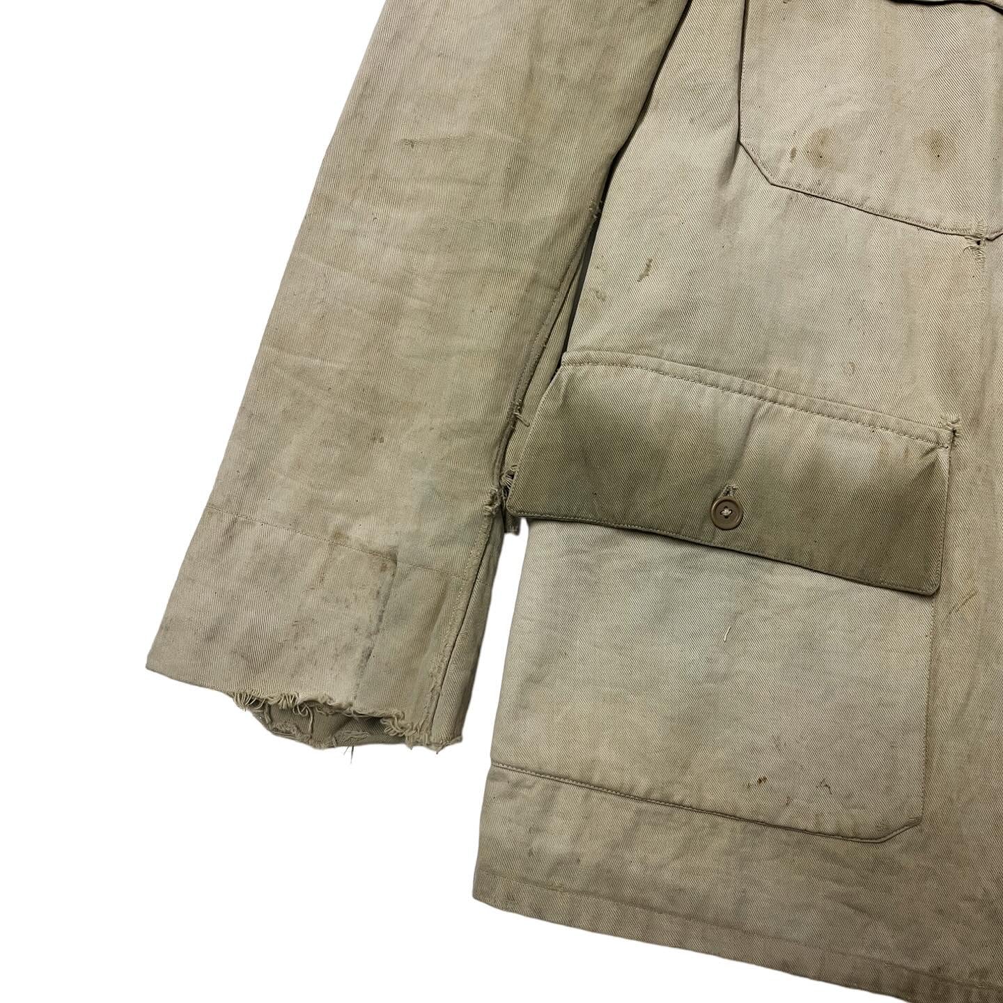 1910s/20s French Cotton/Linen Hunting Jacket - Faded Khaki - M