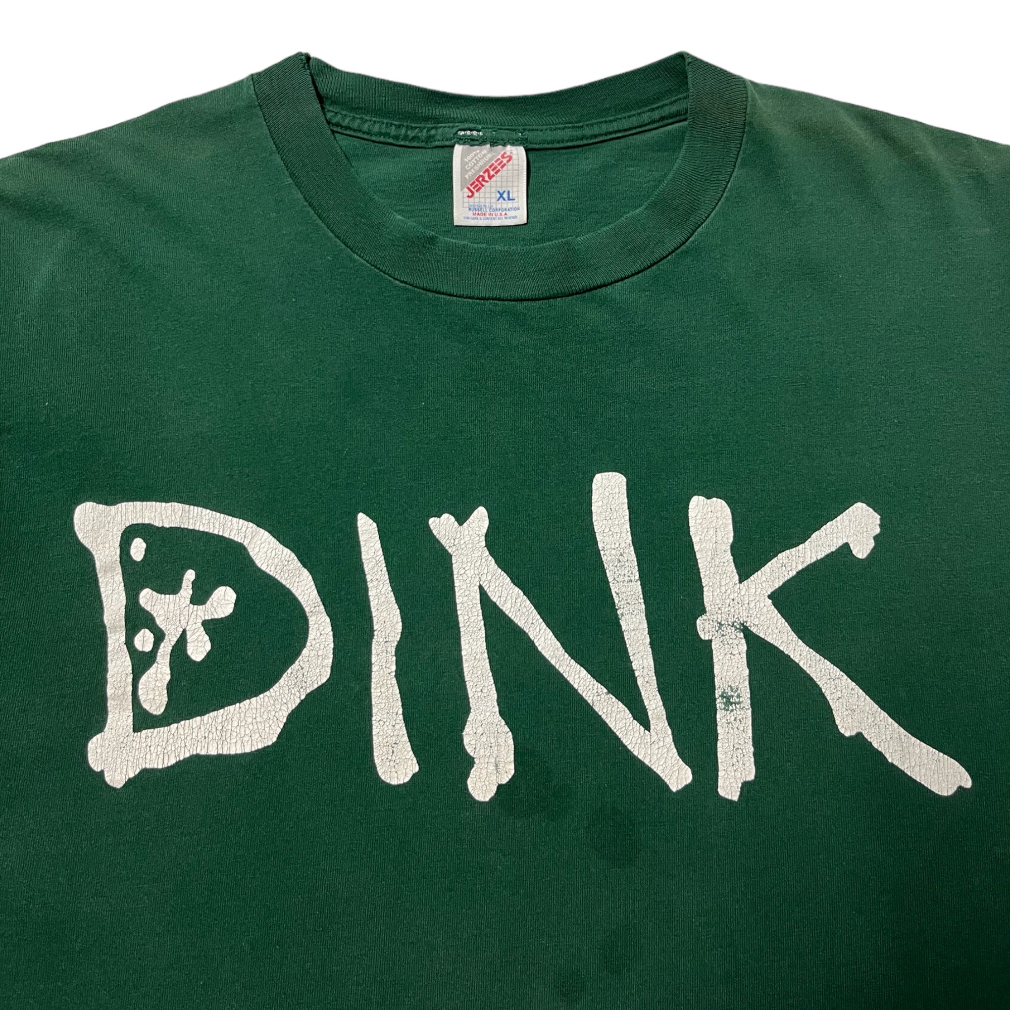 Distressed Late 90s Dink ‘Open Sexual Intercourse’ Band T-Shirt - Forest Green - XL