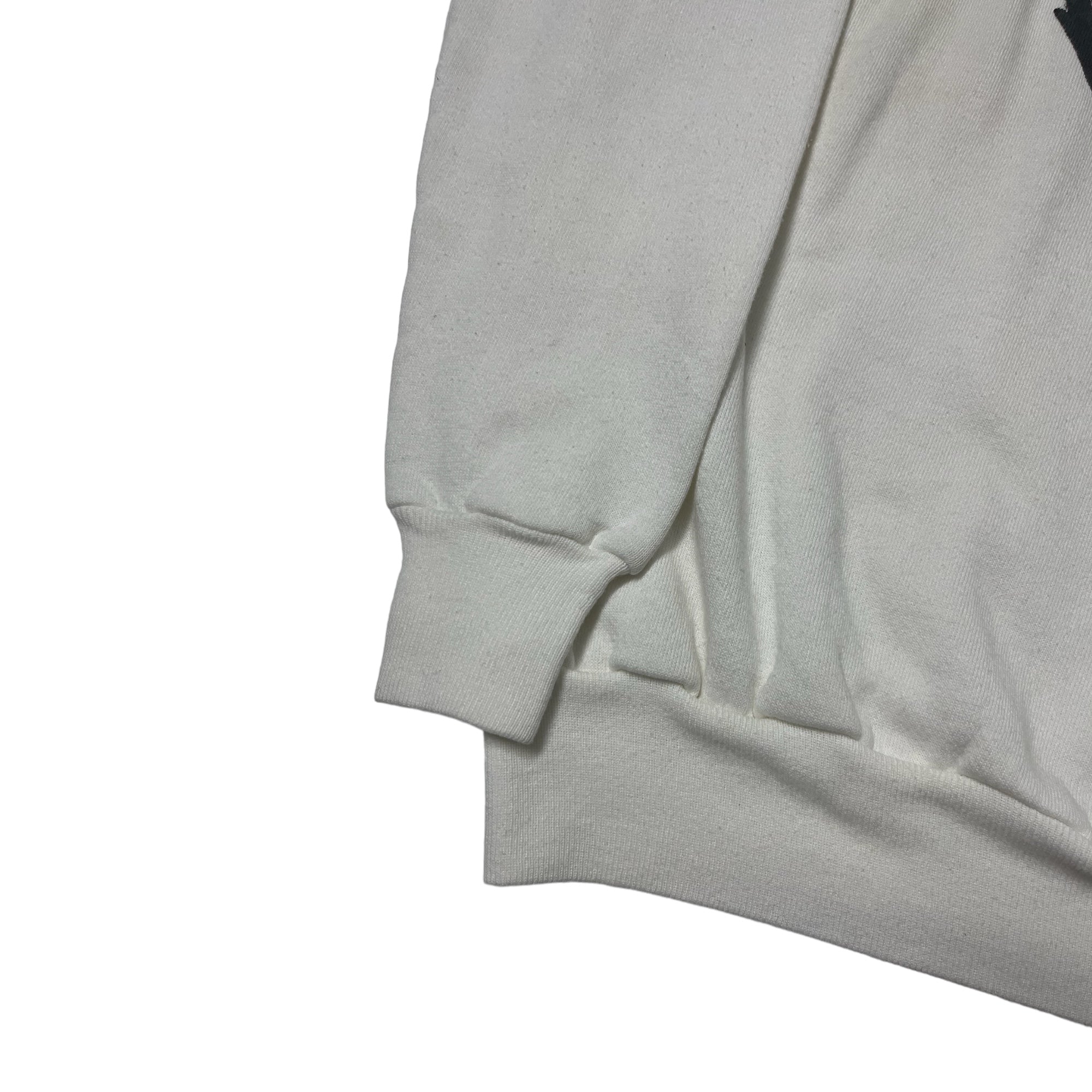 1980s Mustache Man Crewneck Sweatshirt - Aged White - L/XL