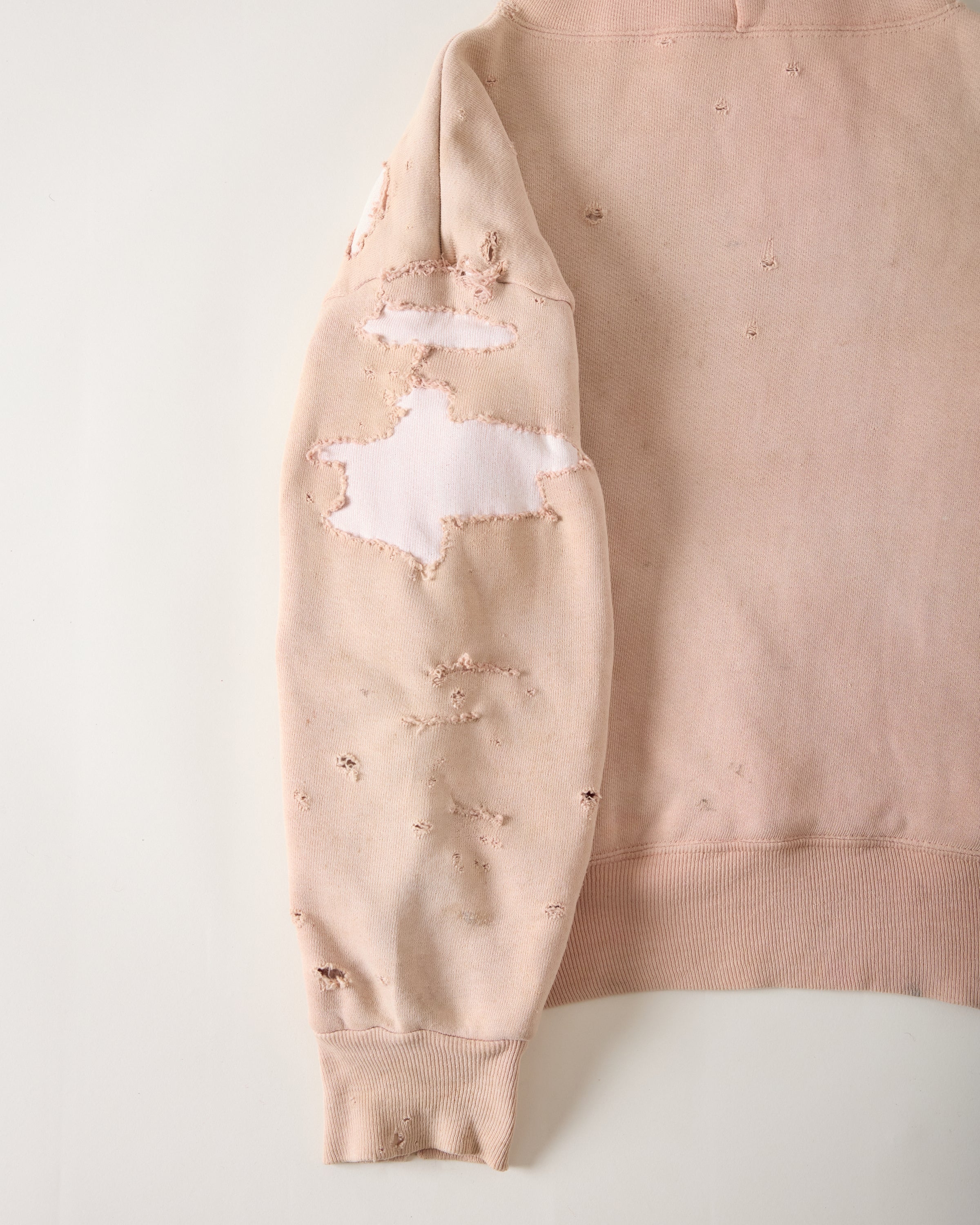 1960s Distressed & Repaired Thermal-Lined Double-Face Hoodie - Faded Pink - M/L