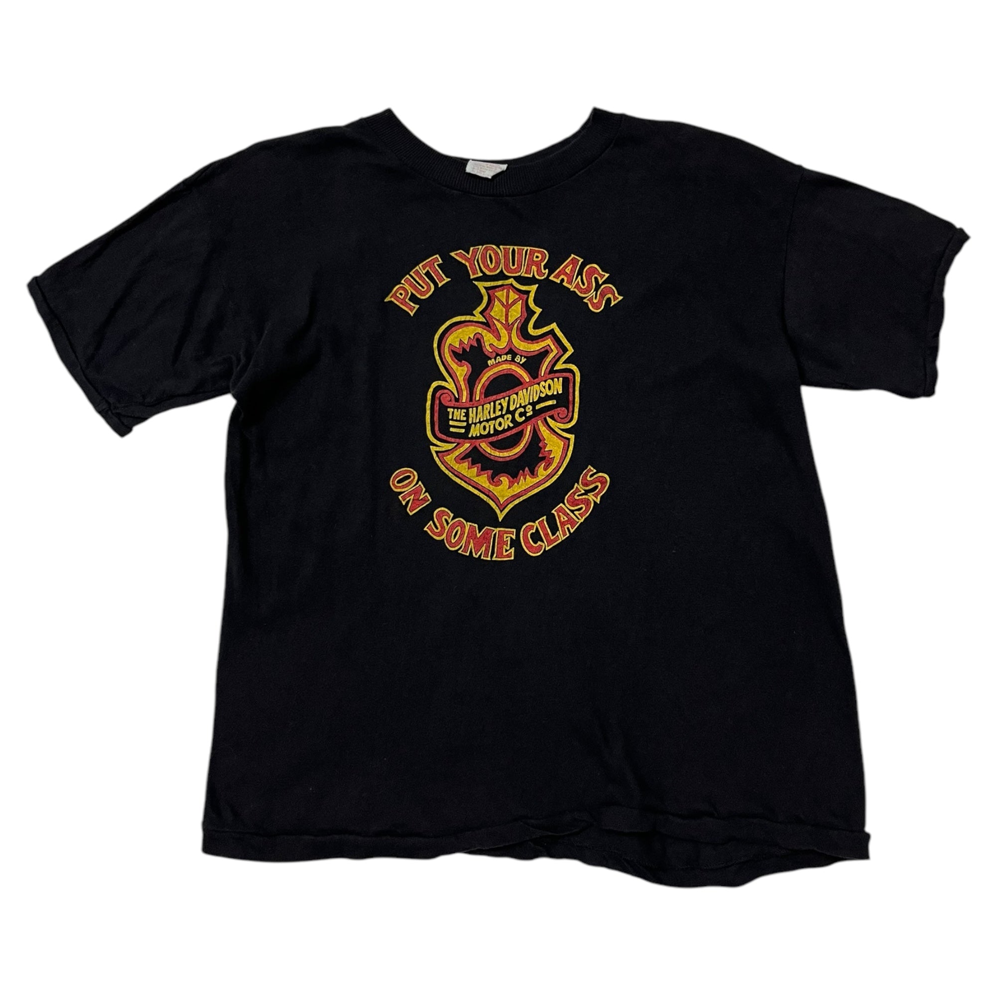 1970s Harley-Davidson ‘Put Your Ass On Some Class’ T-Shirt - Black - XS/S