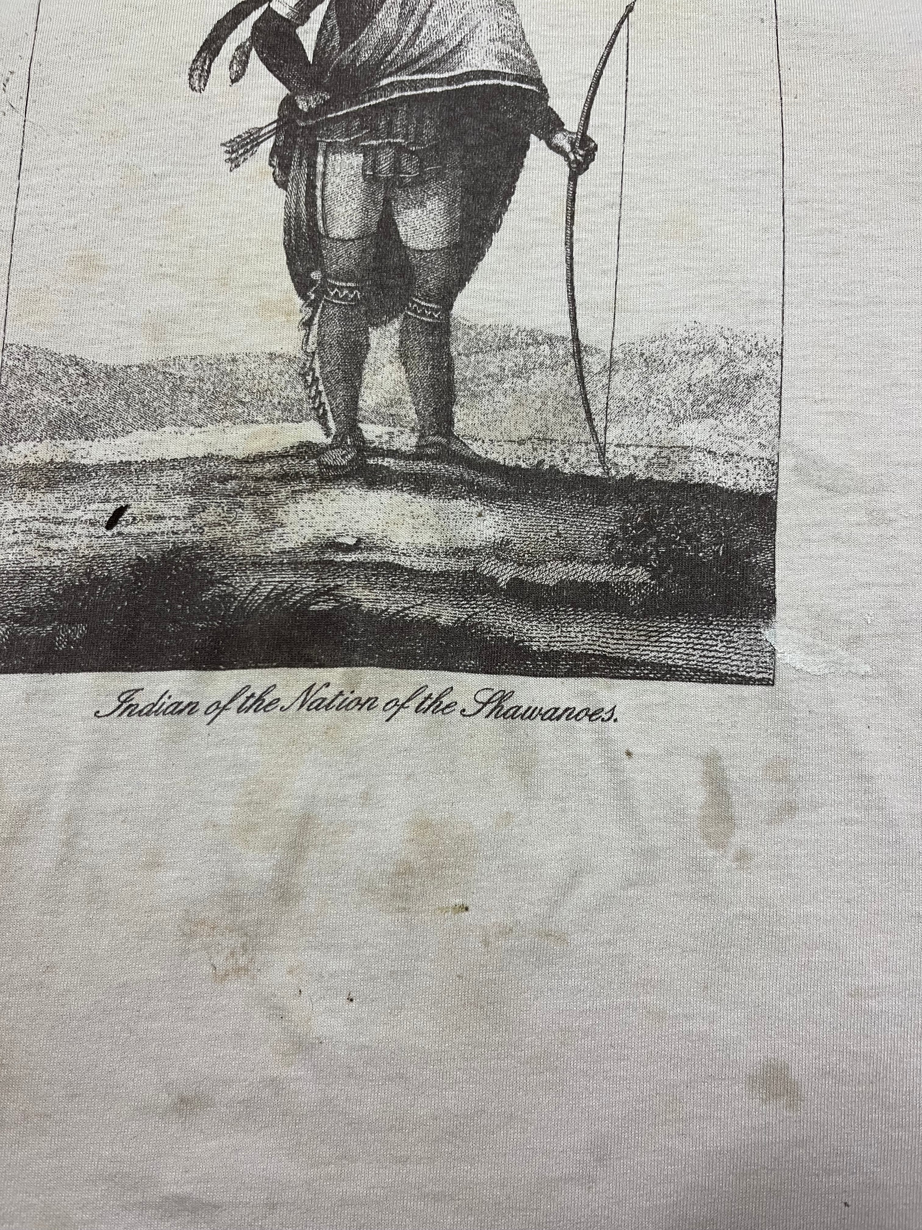 ‘90s Distressed ‘Shawanoes’ Native American T-Shirt - Off-White/Sand - L/XL