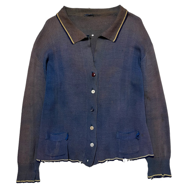 トップス vintage brown faded cardigan Reclaimed Vintage knit crew neck cardigan with scarf in