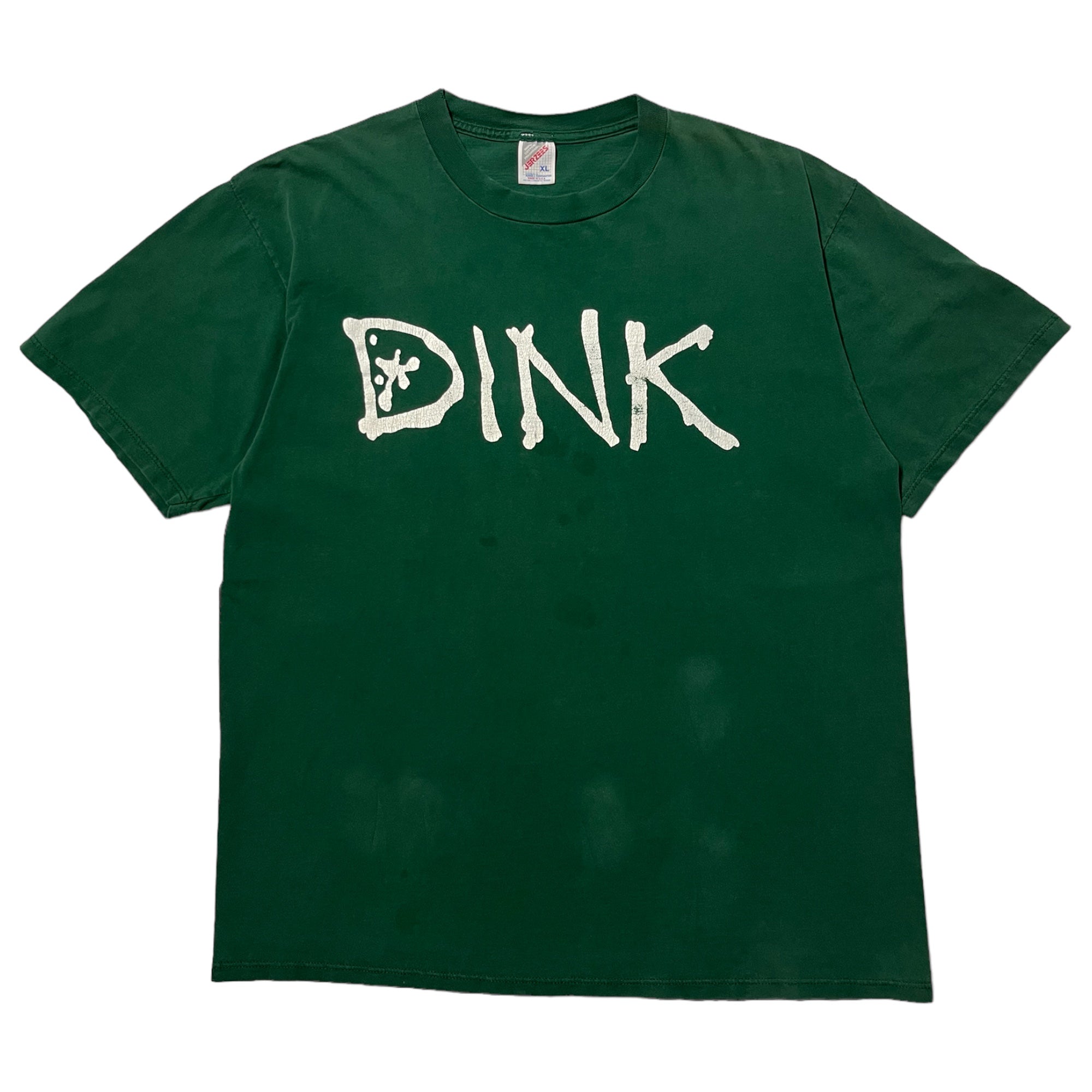 Distressed Late 90s Dink ‘Open Sexual Intercourse’ Band T-Shirt - Forest Green - XL