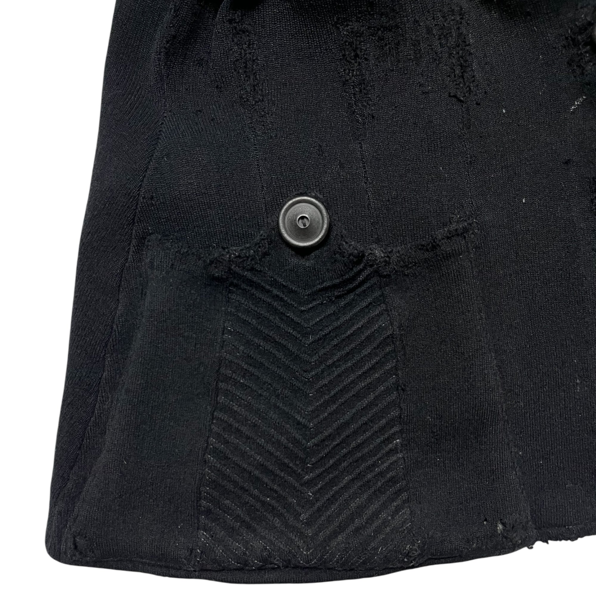 1930s French Wool Cardigan with Unusual Pockets & Repairs - Black/Faded Black - S
