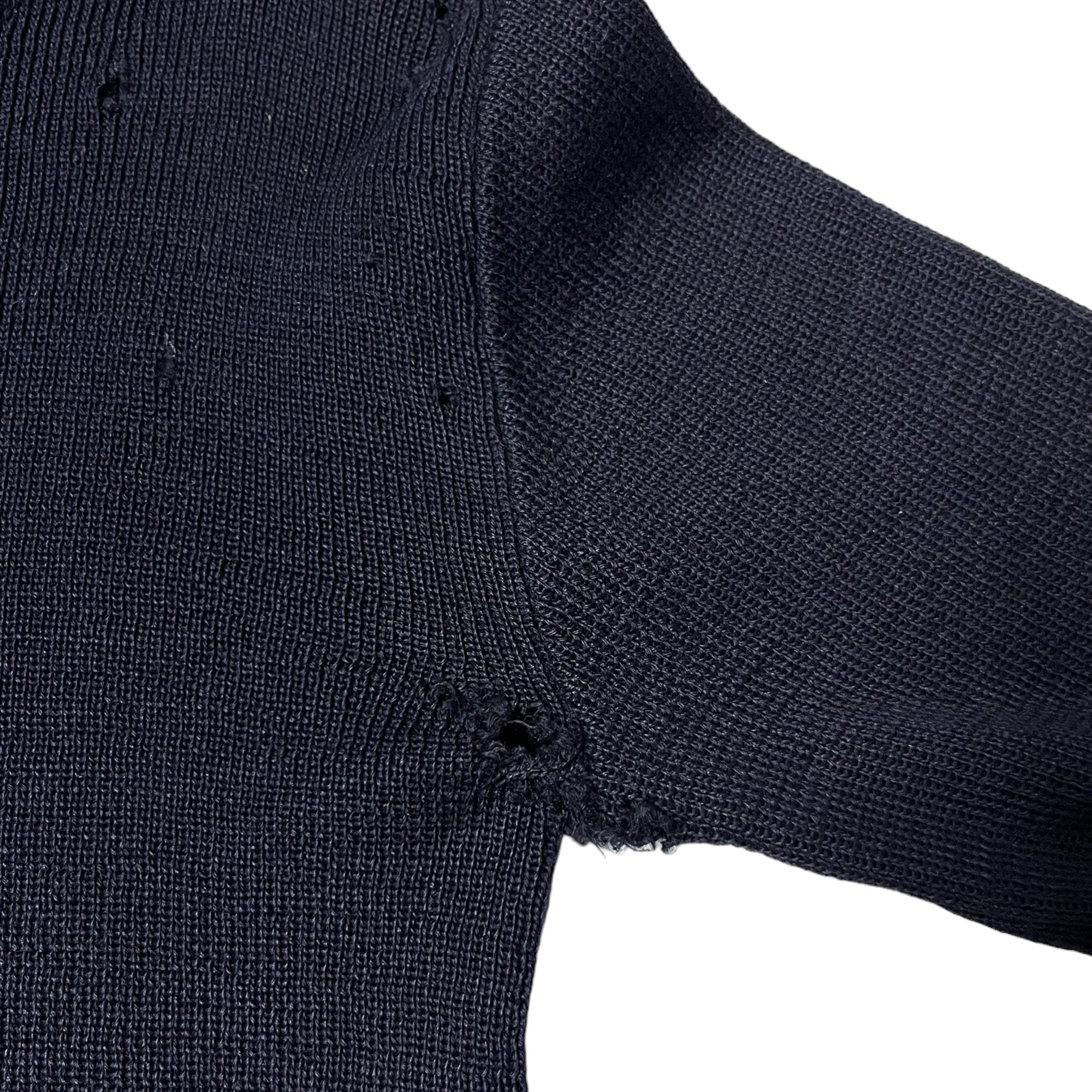 1930s French ‘Patron’ Stained Knit Sweater - Navy Blue - XS/S