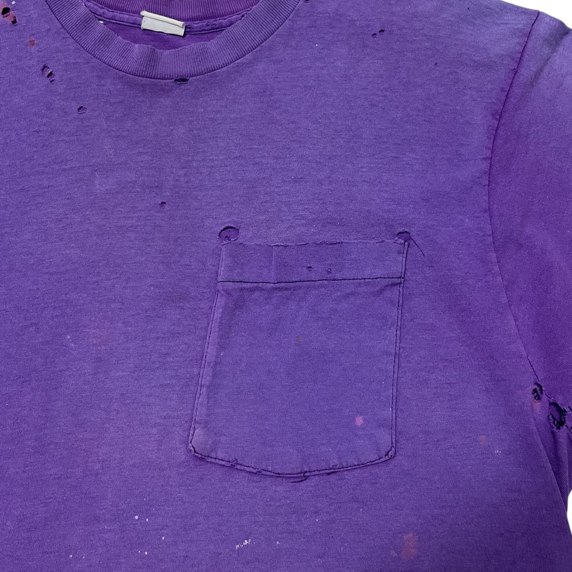 1970s/80s Sun Faded & Distressed T-Shirt - Faded Purple - L/XL