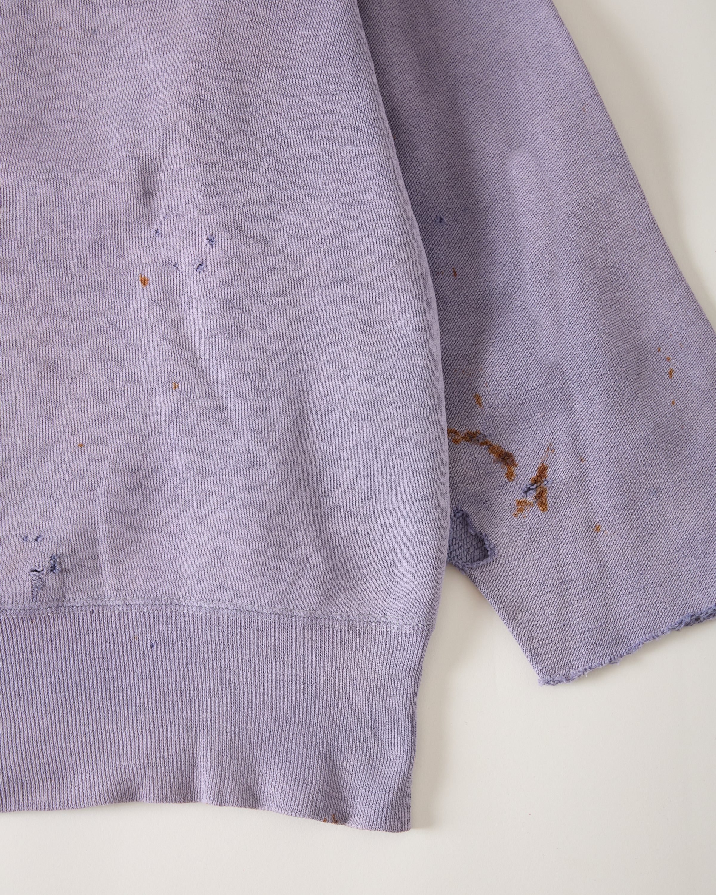 1950s Distressed Double-V Crewneck Sweatshirt - Faded Lavender - M