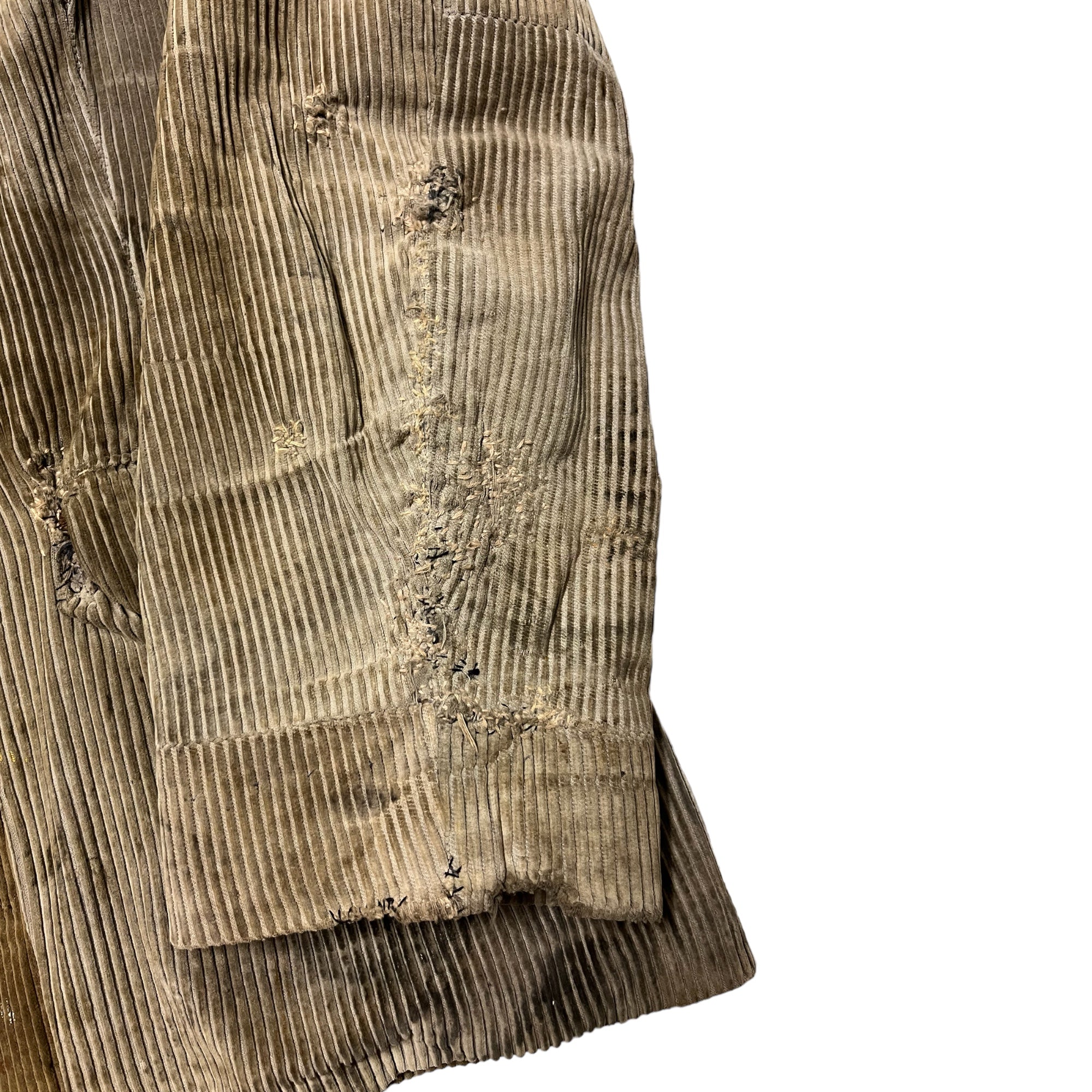 1930s French Corduroy Distressed & Repaired Blazer - Tan/Brown - M/L
