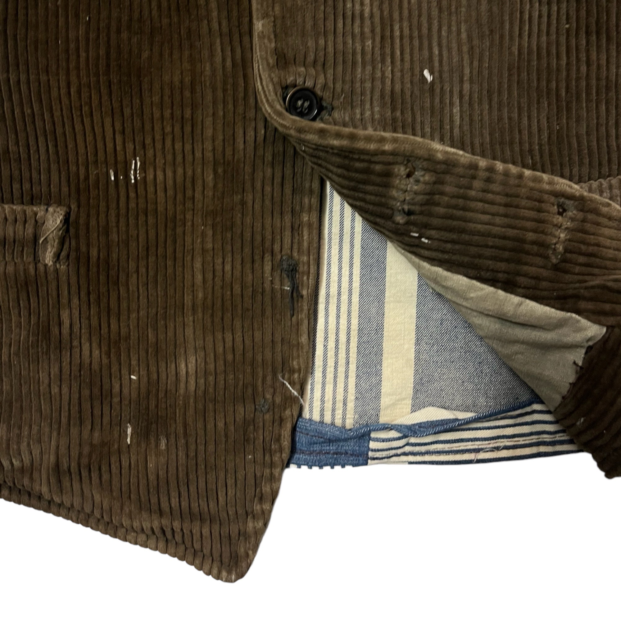 1920s/30s French Corduroy Vest with Replaced ‘Napkin’ Back - Coffee Brown - S