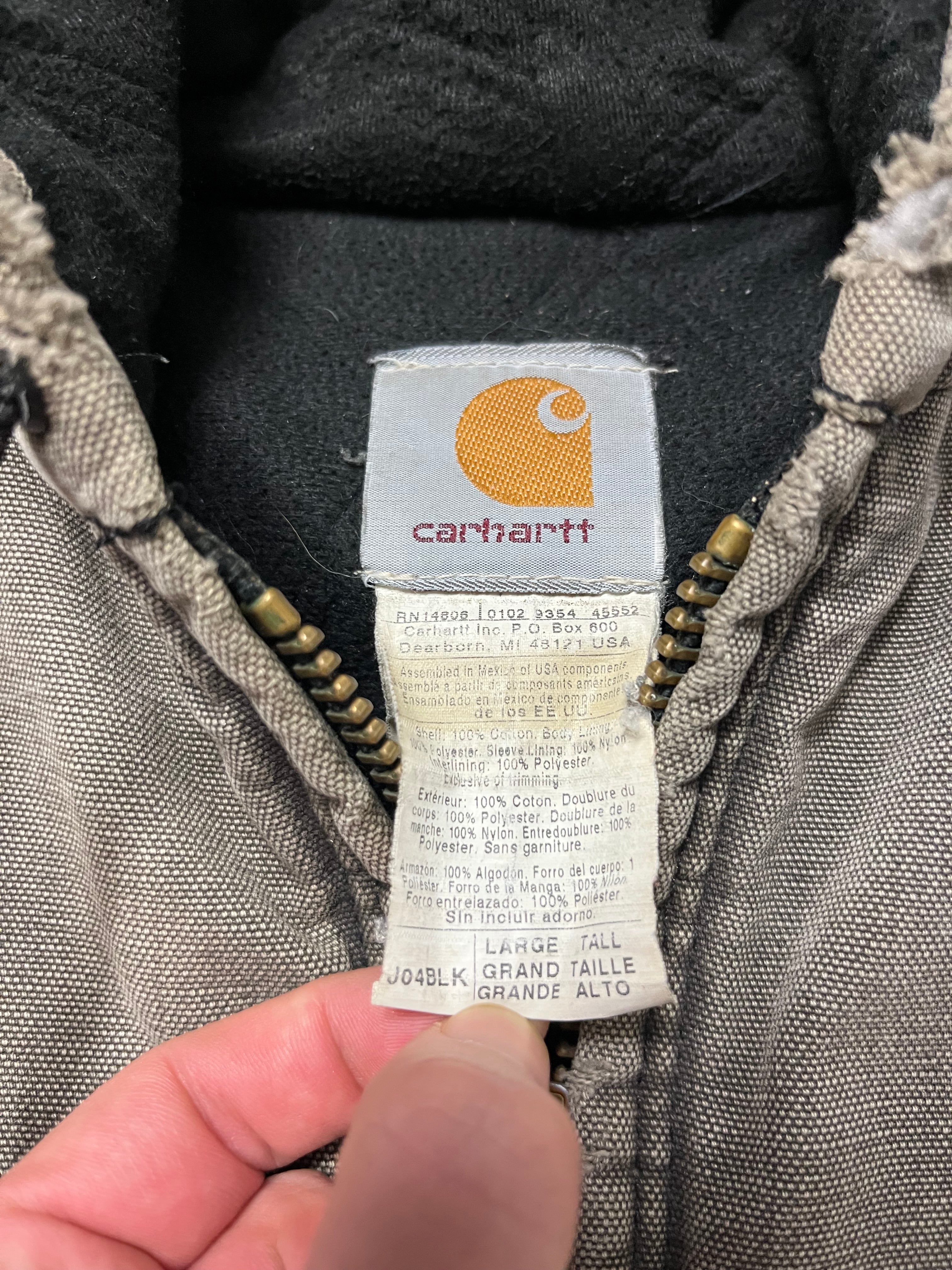 1990s Distressed & Faded Carhartt Harley-Davidson ‘Levi’ Active Jacket - Faded Black/Charcoal - L/LT/XL