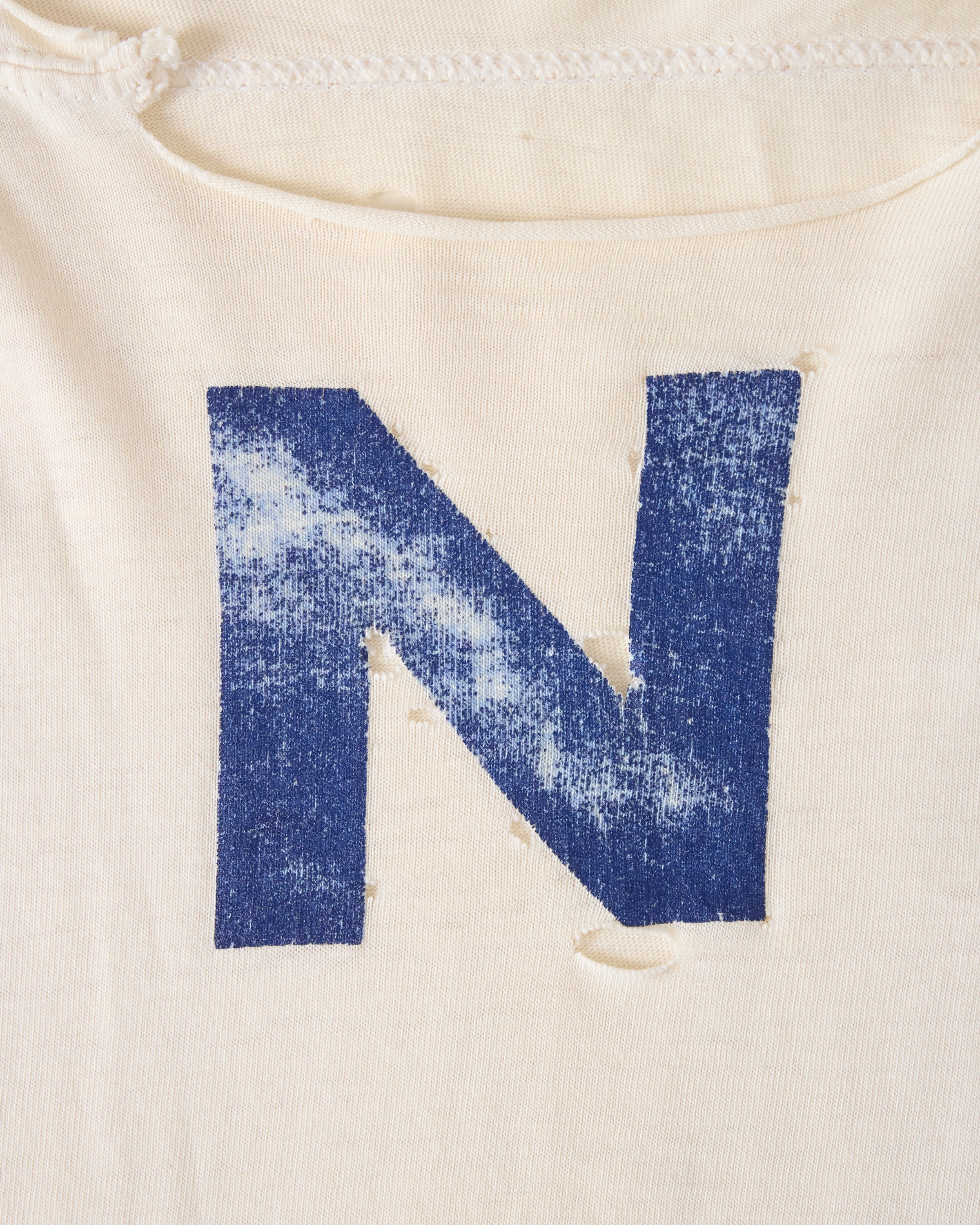 1960s Distressed ‘UNH’ Football Shirt - Aged White - L