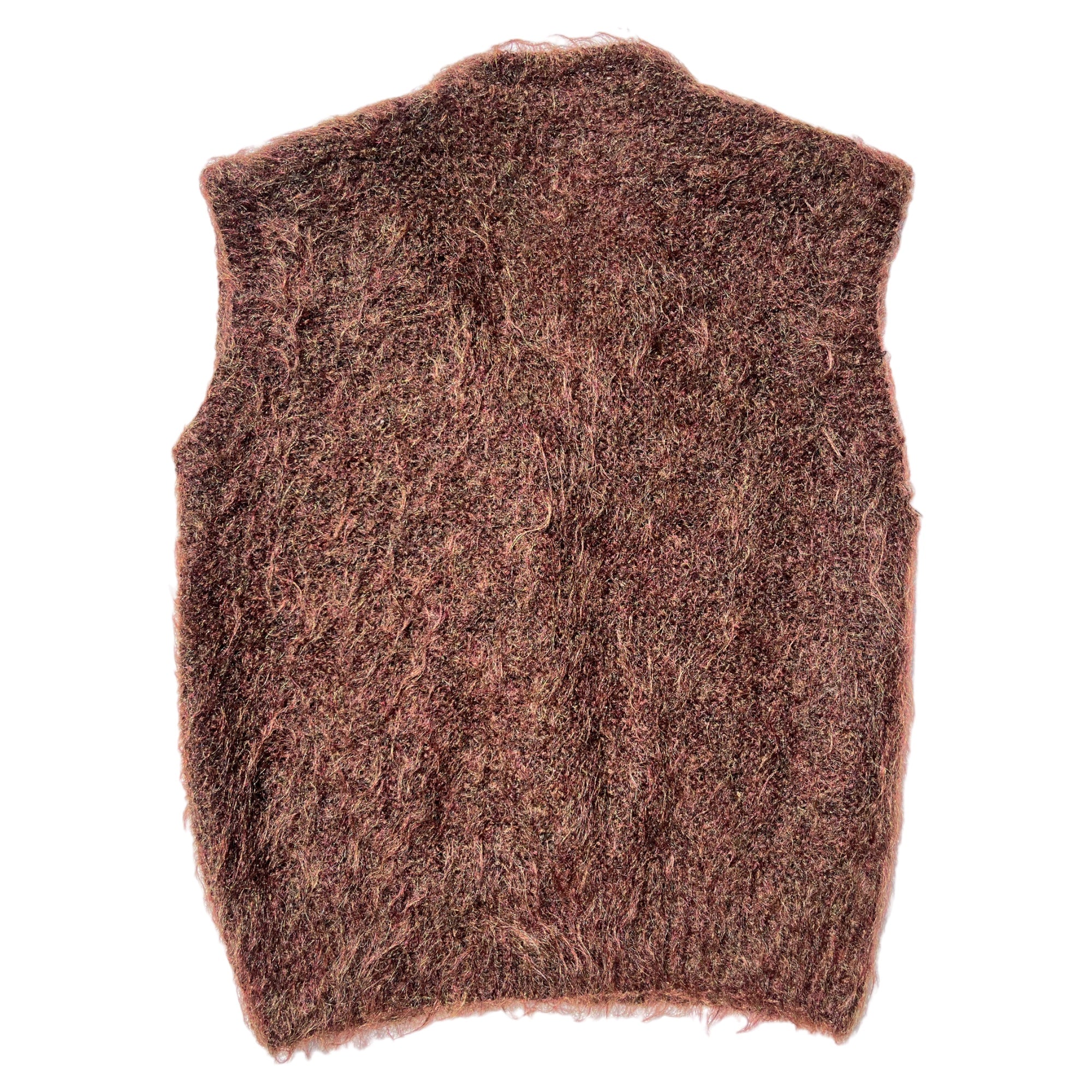 1970s Shaggy Mohair Vest - Grizzly Brown - S/M