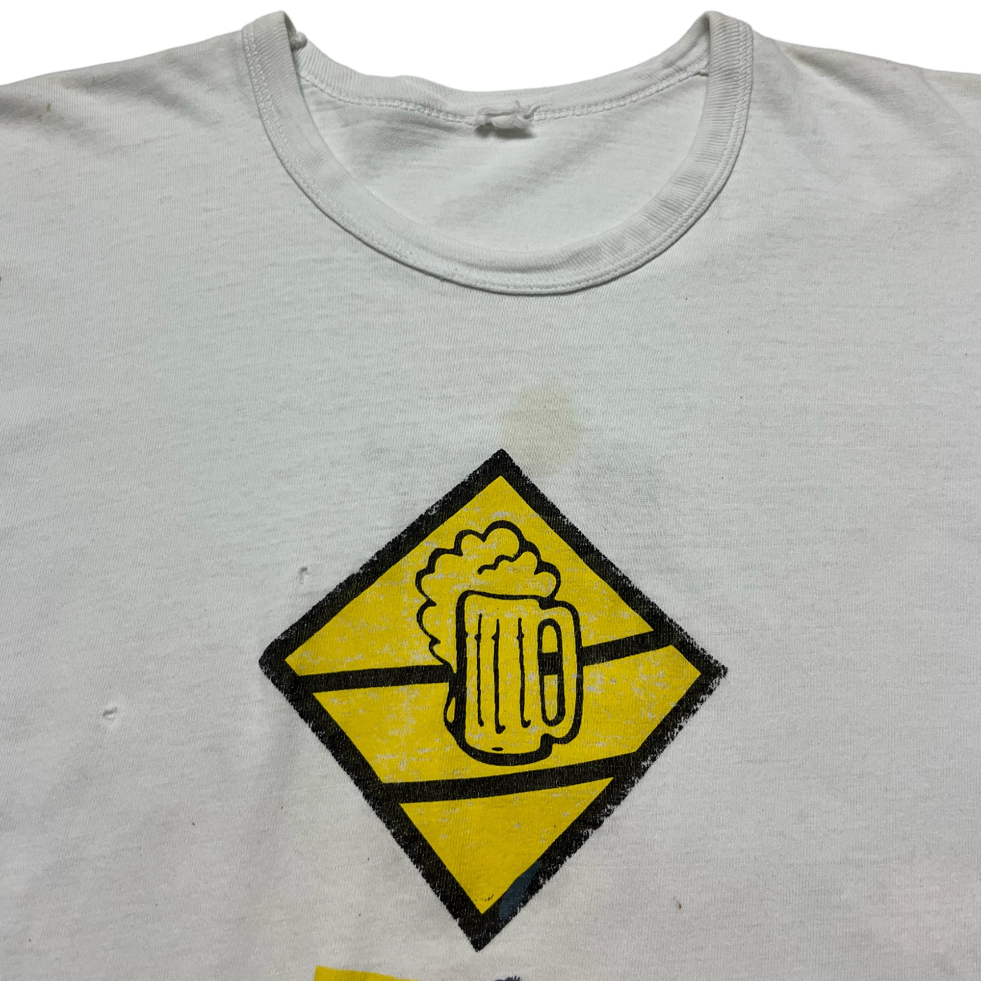‘70s Distressed ‘Beer X-ing’ T-Shirt - White - M/L