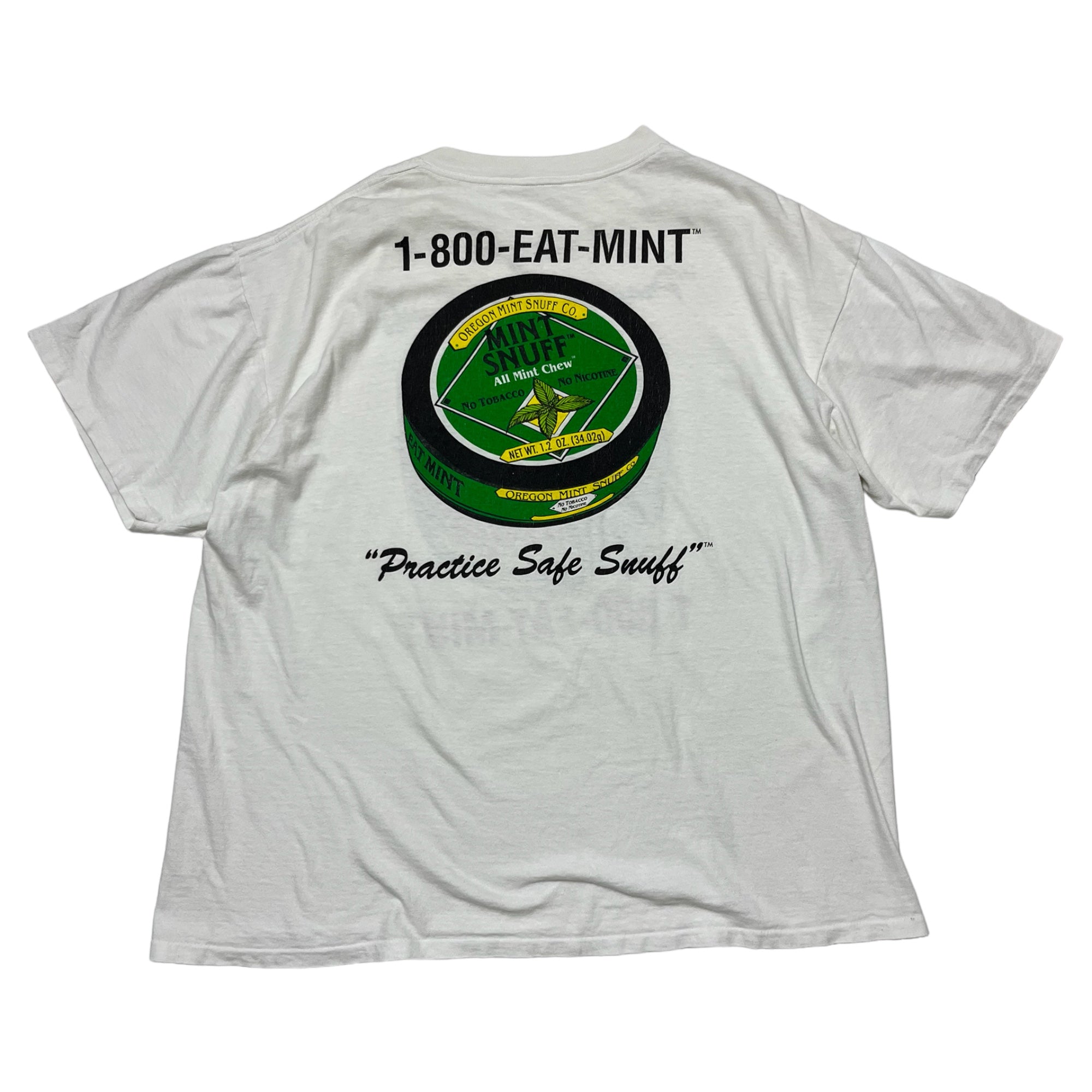 ‘90s Mint Snuff ‘Practice Safe Snuff’ T-Shirt - White - XL
