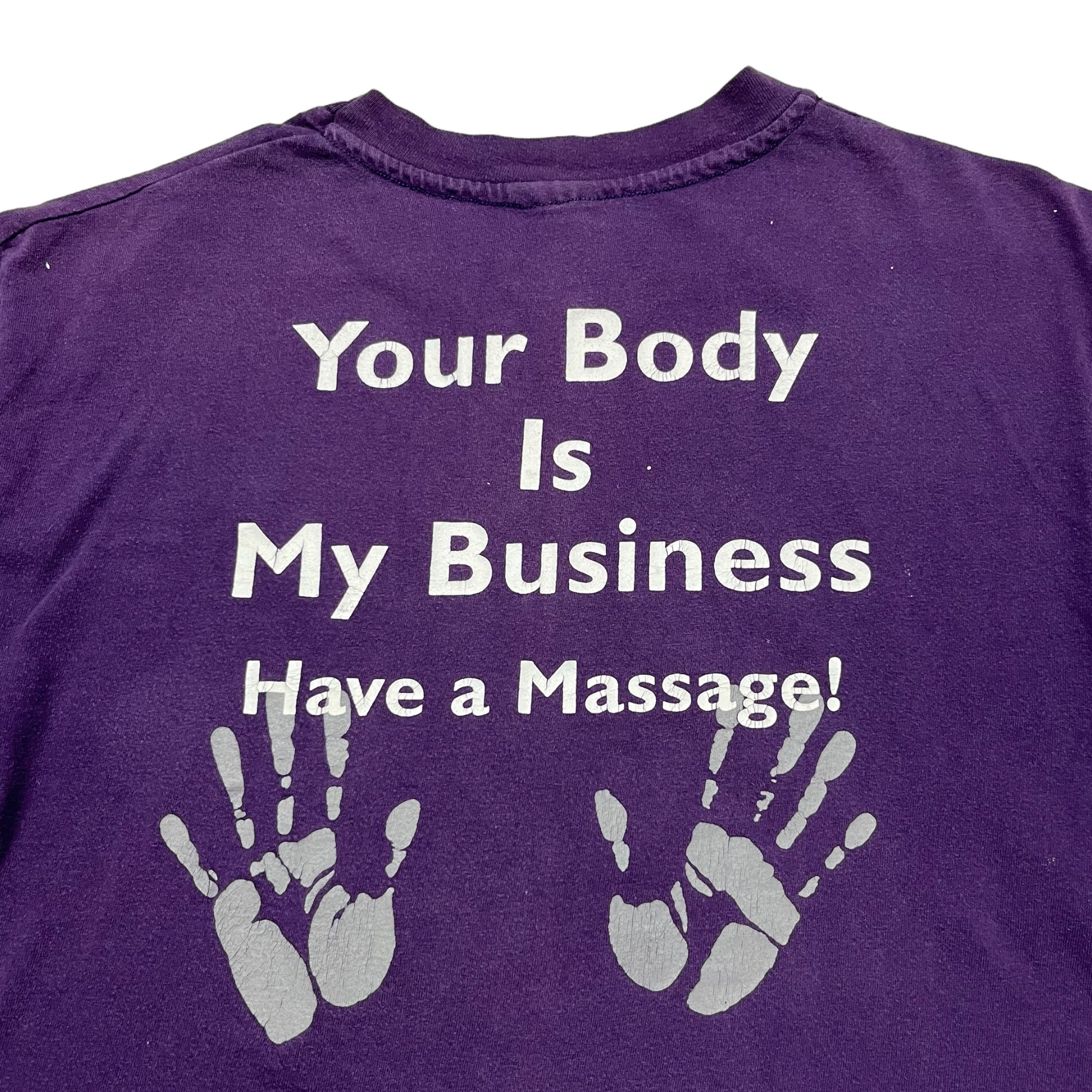 1990s Biotone Massage Oil Painter T-Shirt - Purple - L/XL