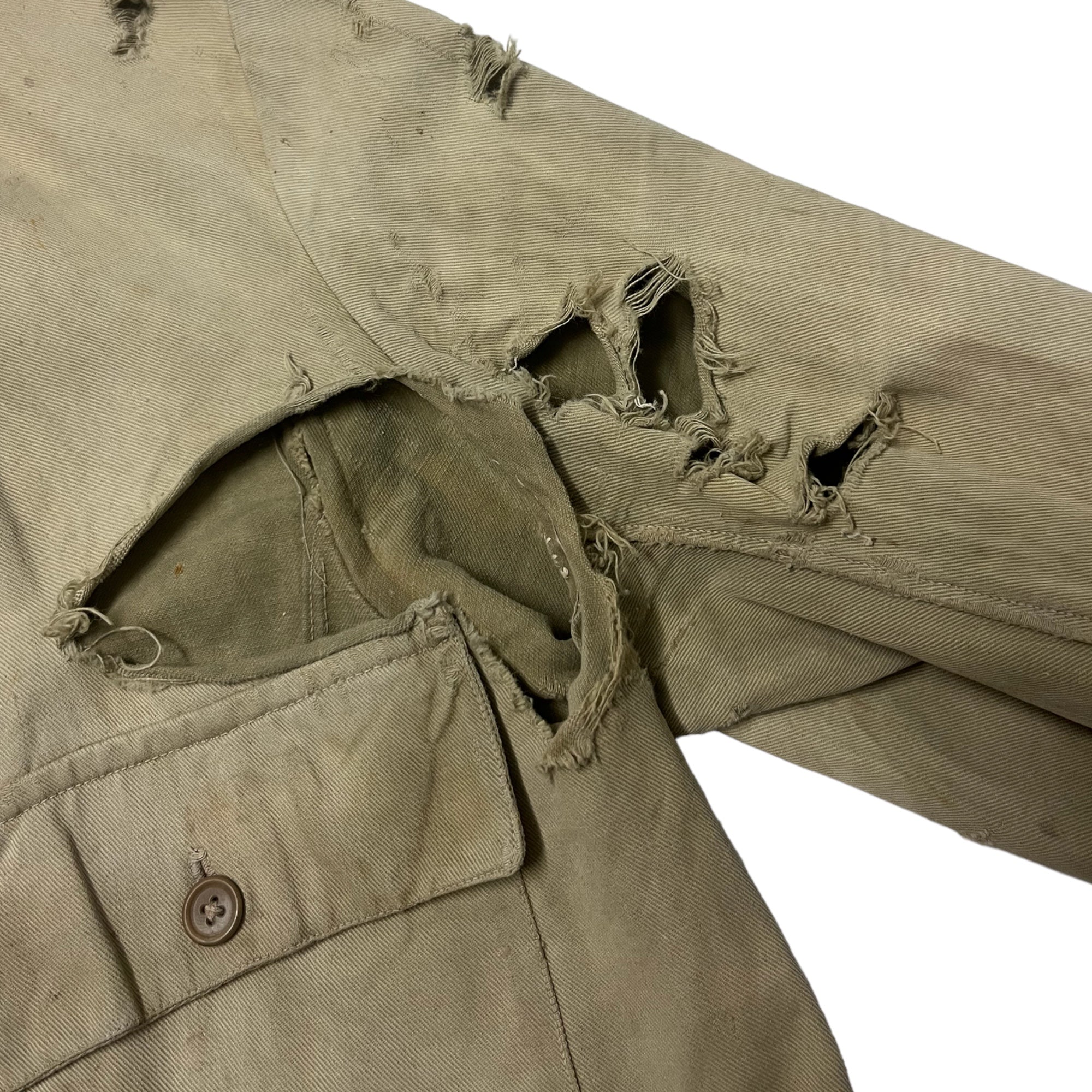 1910s/20s French Cotton/Linen Hunting Jacket - Faded Khaki - M