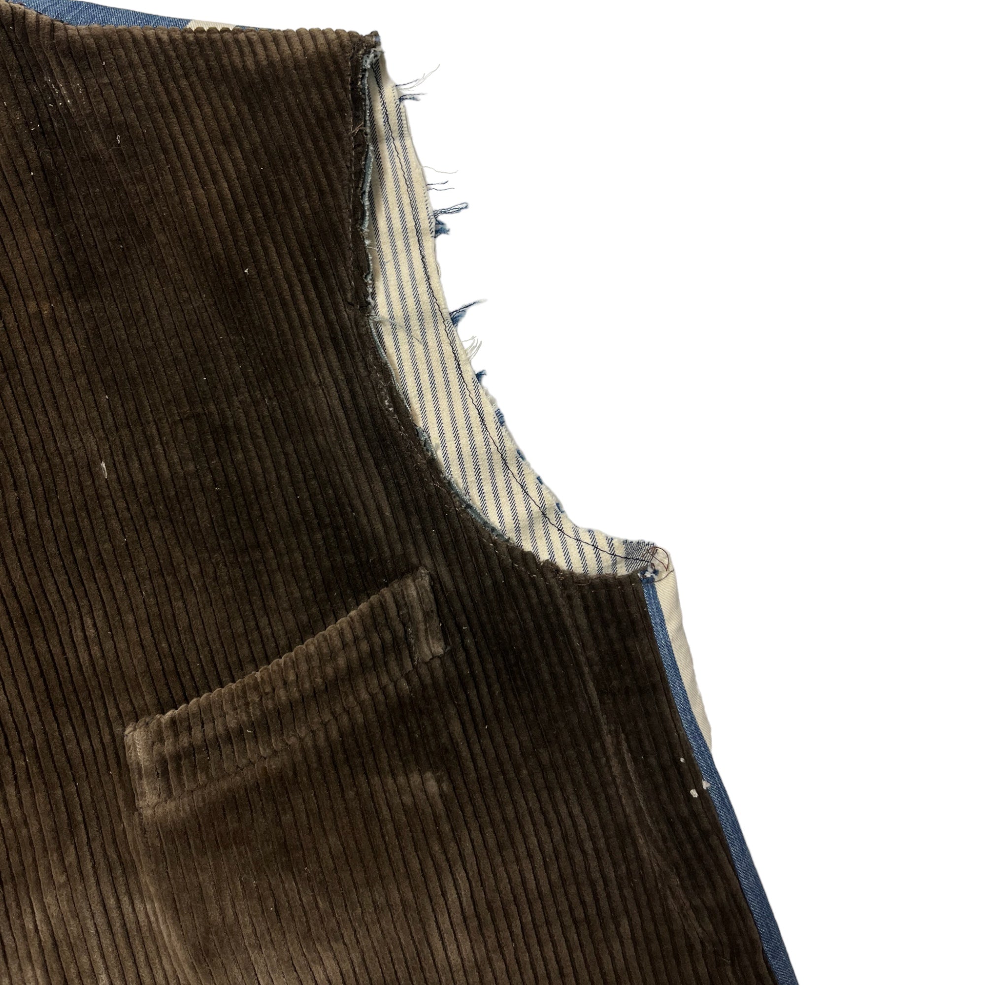 1920s/30s French Corduroy Vest with Replaced ‘Napkin’ Back - Coffee Brown - S