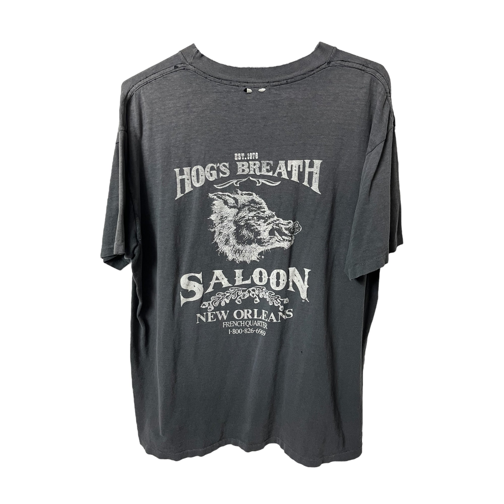 ‘90s Hog’s Breath Saloon, New Orleans Distressed T-Shirt - Sun Faded Black - XL