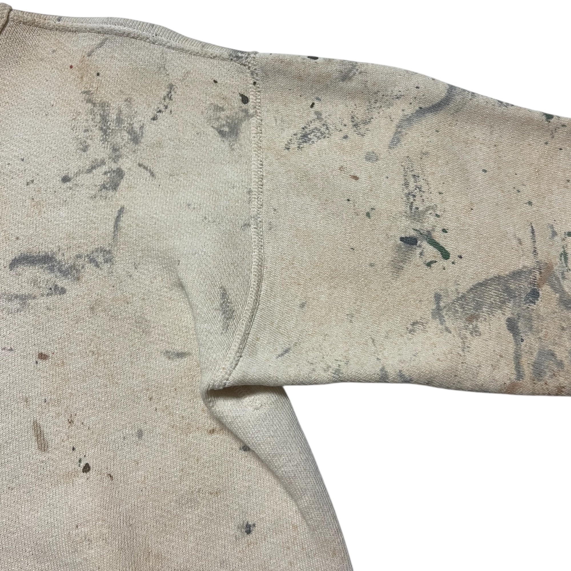 1950s Single-V Painter Distressed Crewneck Sweatshirt - Aged White - S