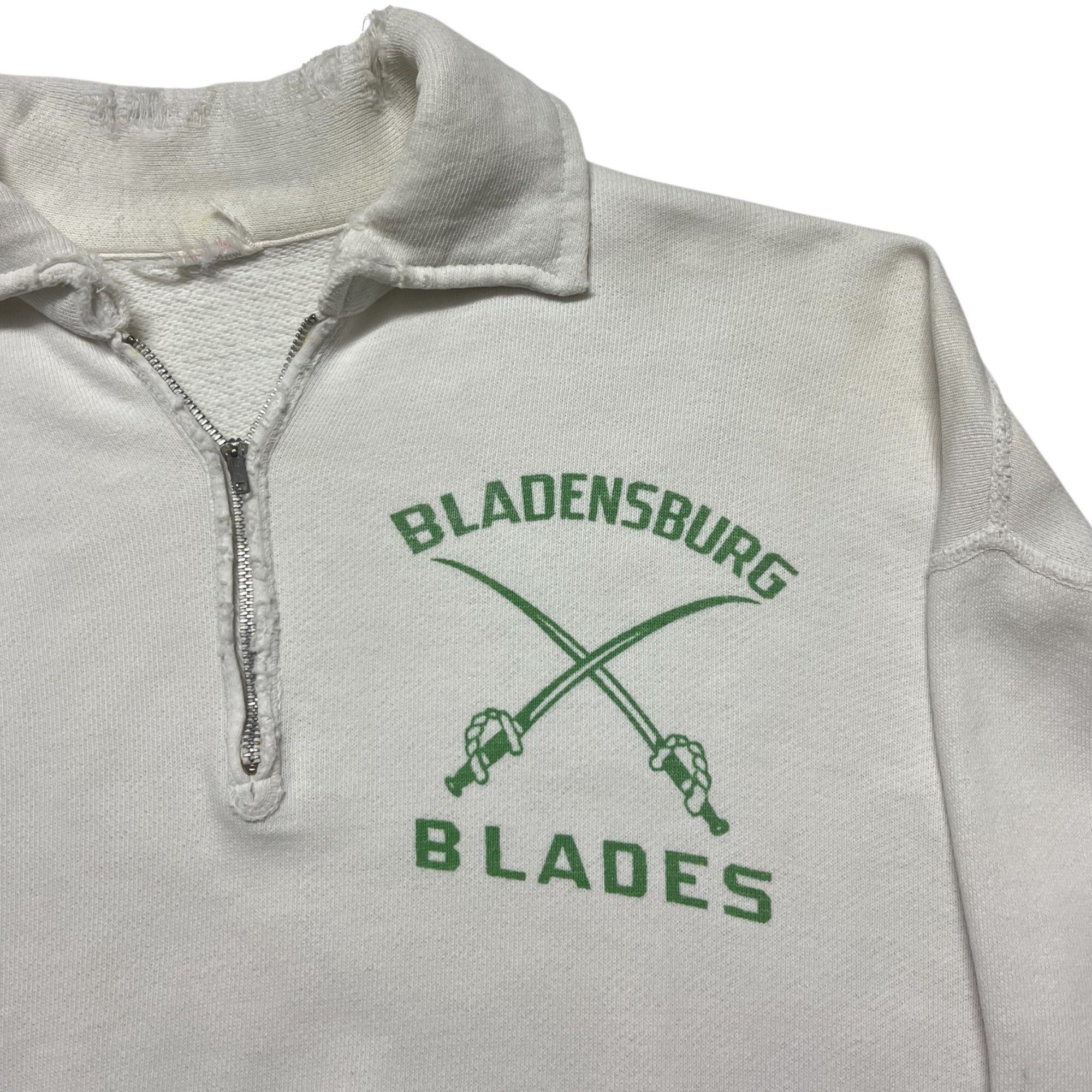 1950/60s ‘Bladensburg Blades’ 1/4 Zip Sweatshirt - White - M/L