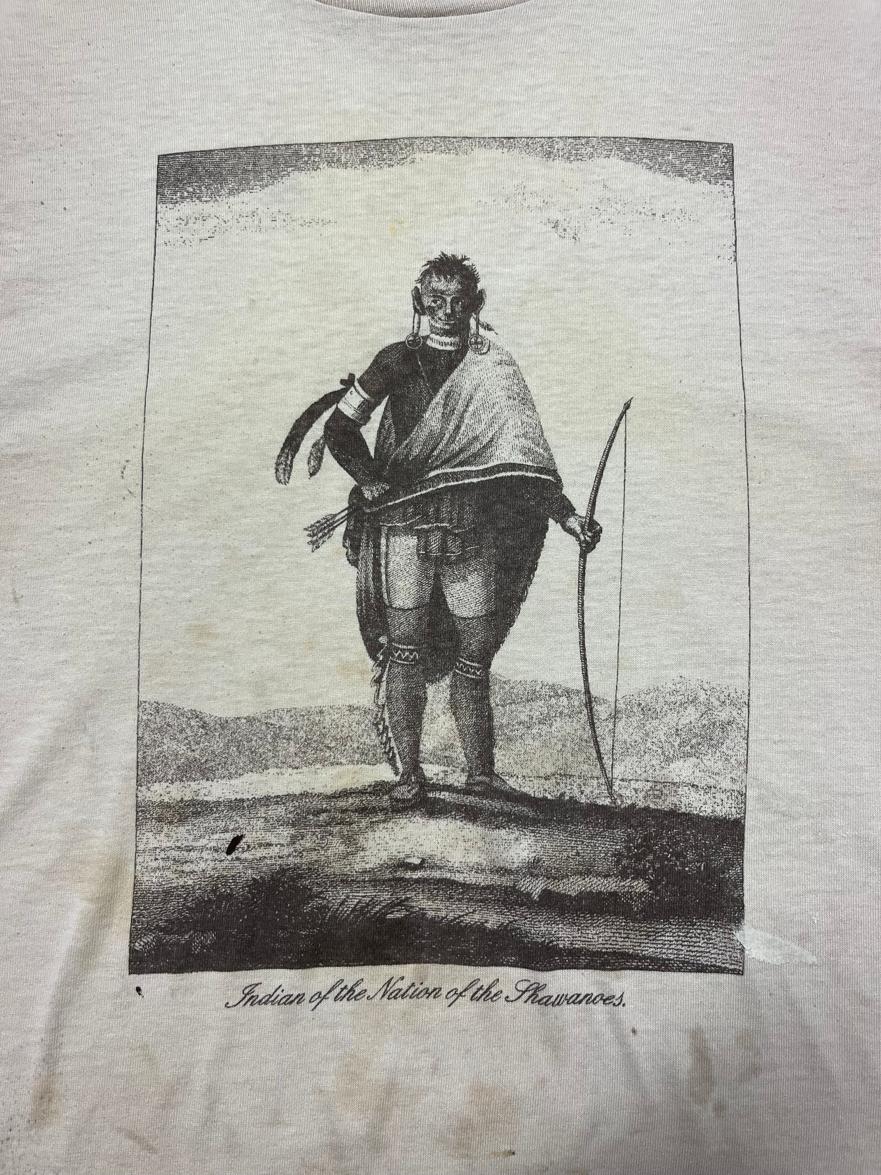 ‘90s Distressed ‘Shawanoes’ Native American T-Shirt - Off-White/Sand - L/XL