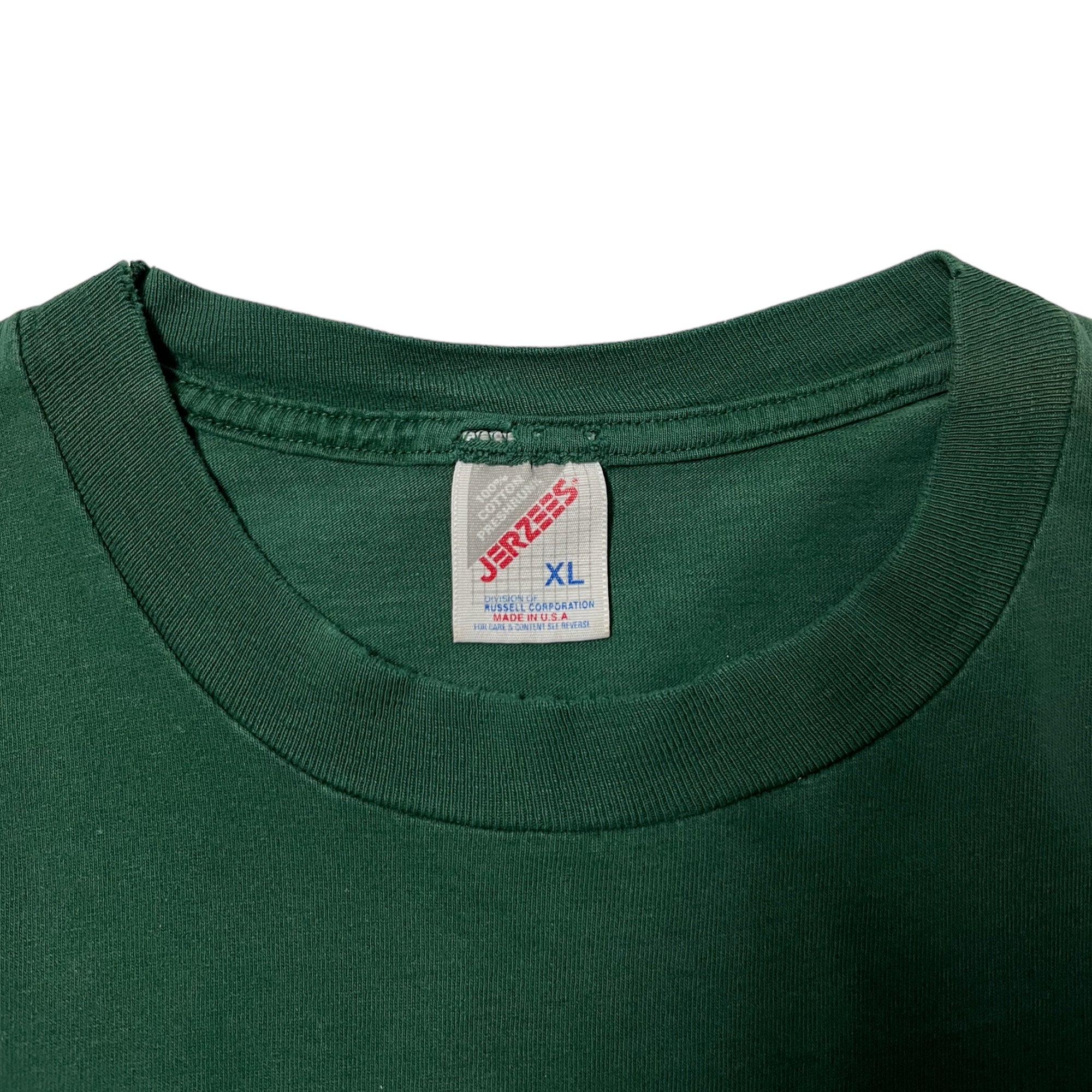 Distressed Late 90s Dink ‘Open Sexual Intercourse’ Band T-Shirt - Forest Green - XL