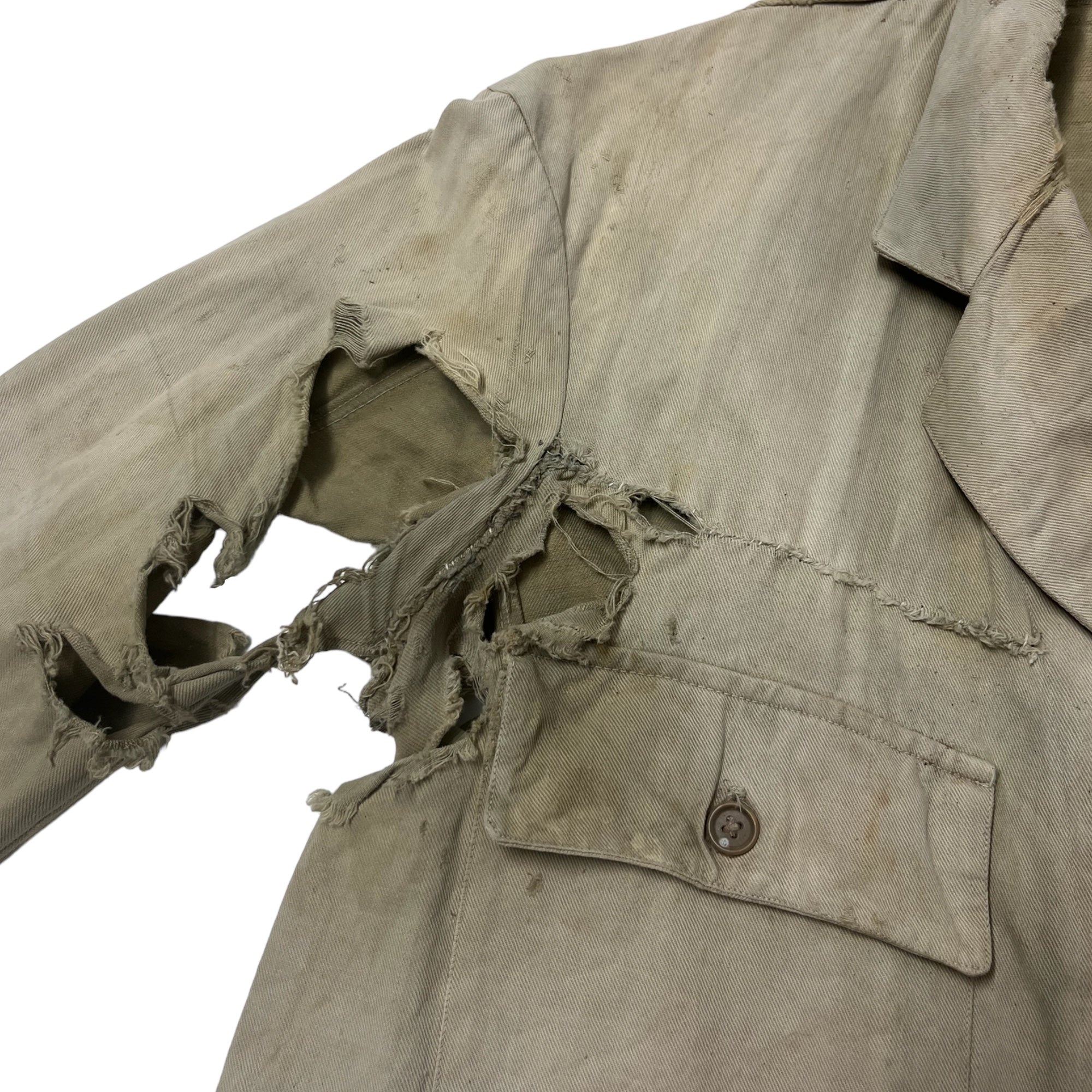 1910s/20s French Cotton/Linen Hunting Jacket - Faded Khaki - M