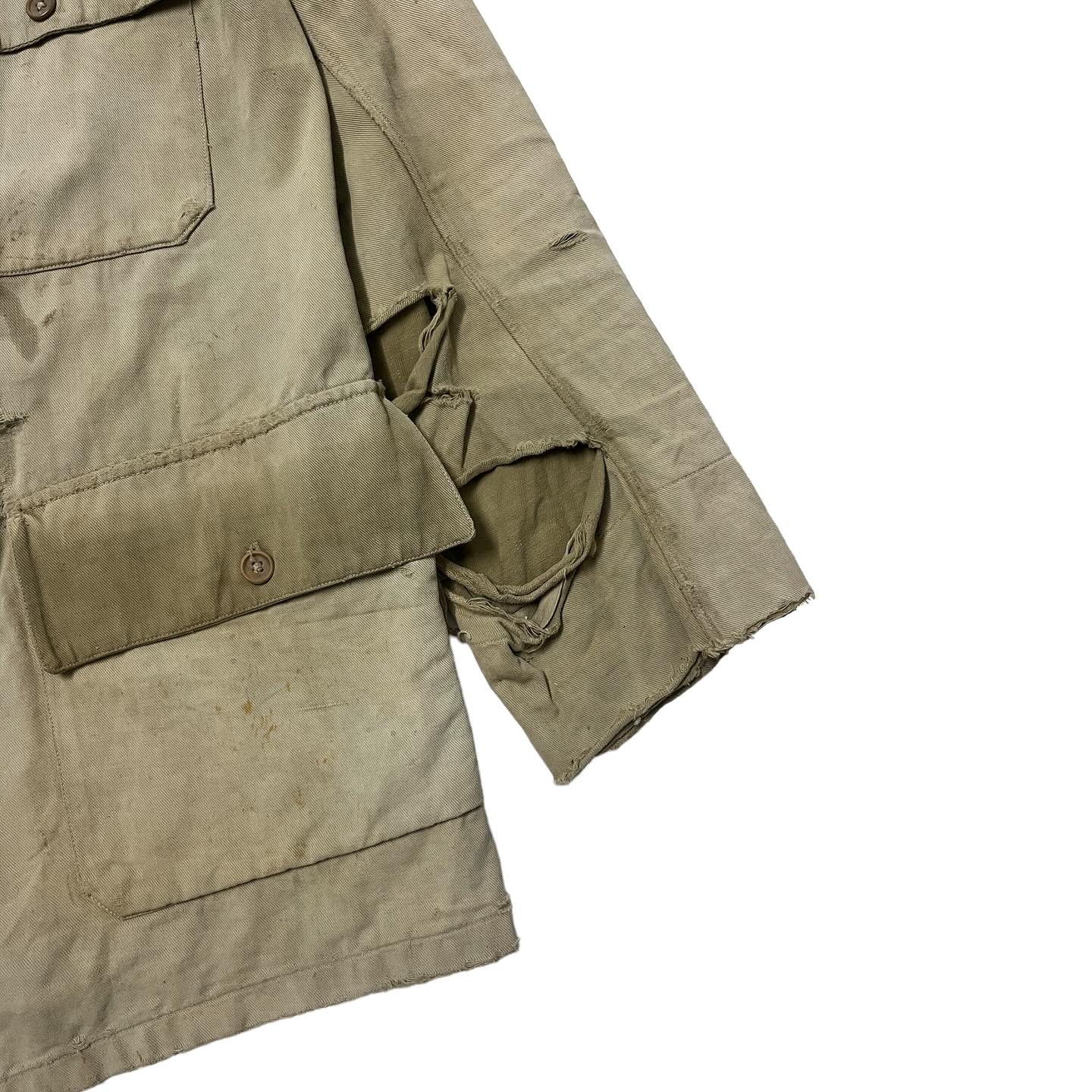 1910s/20s French Cotton/Linen Hunting Jacket - Faded Khaki - M