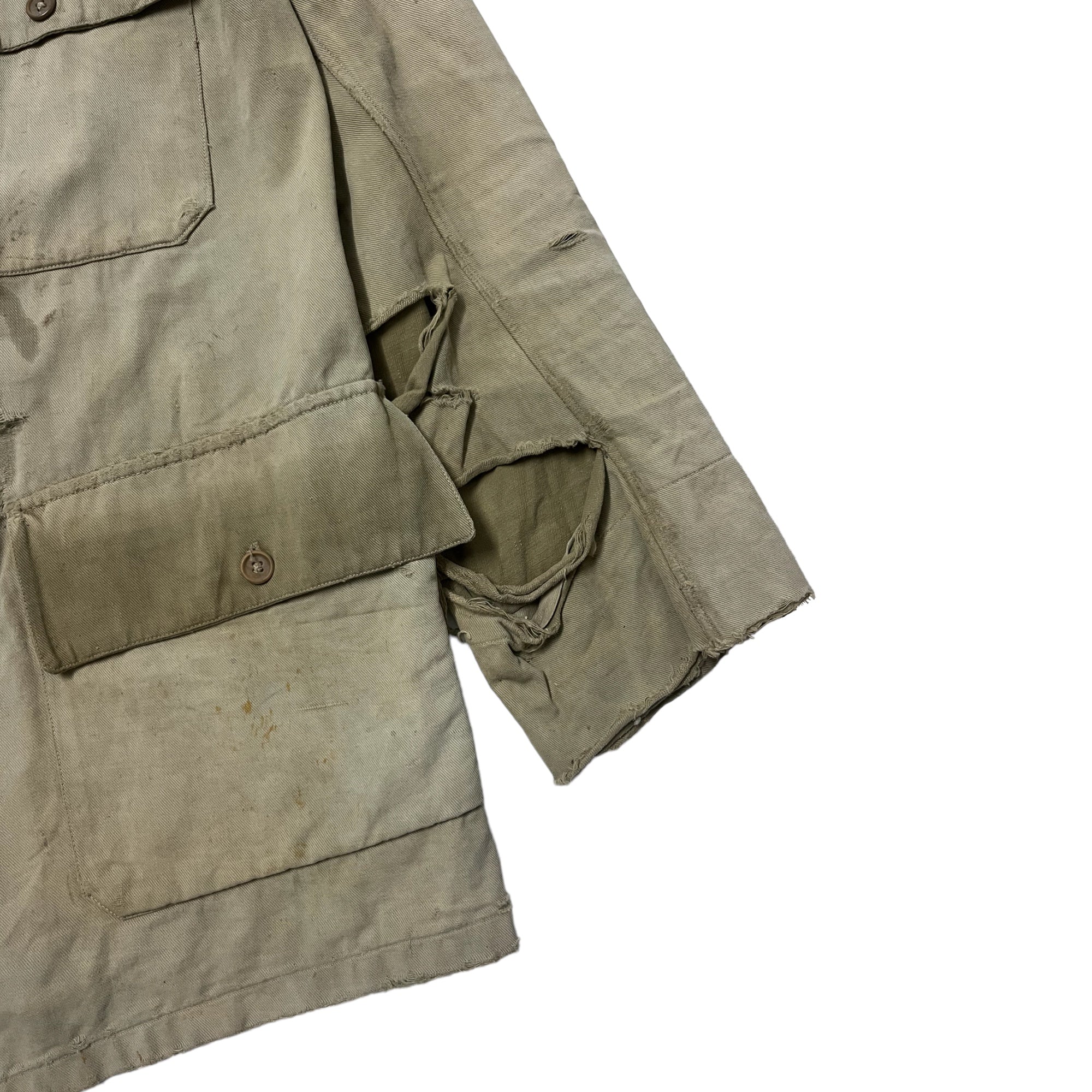 1910s/20s French Cotton/Linen Hunting Jacket - Faded Khaki - M