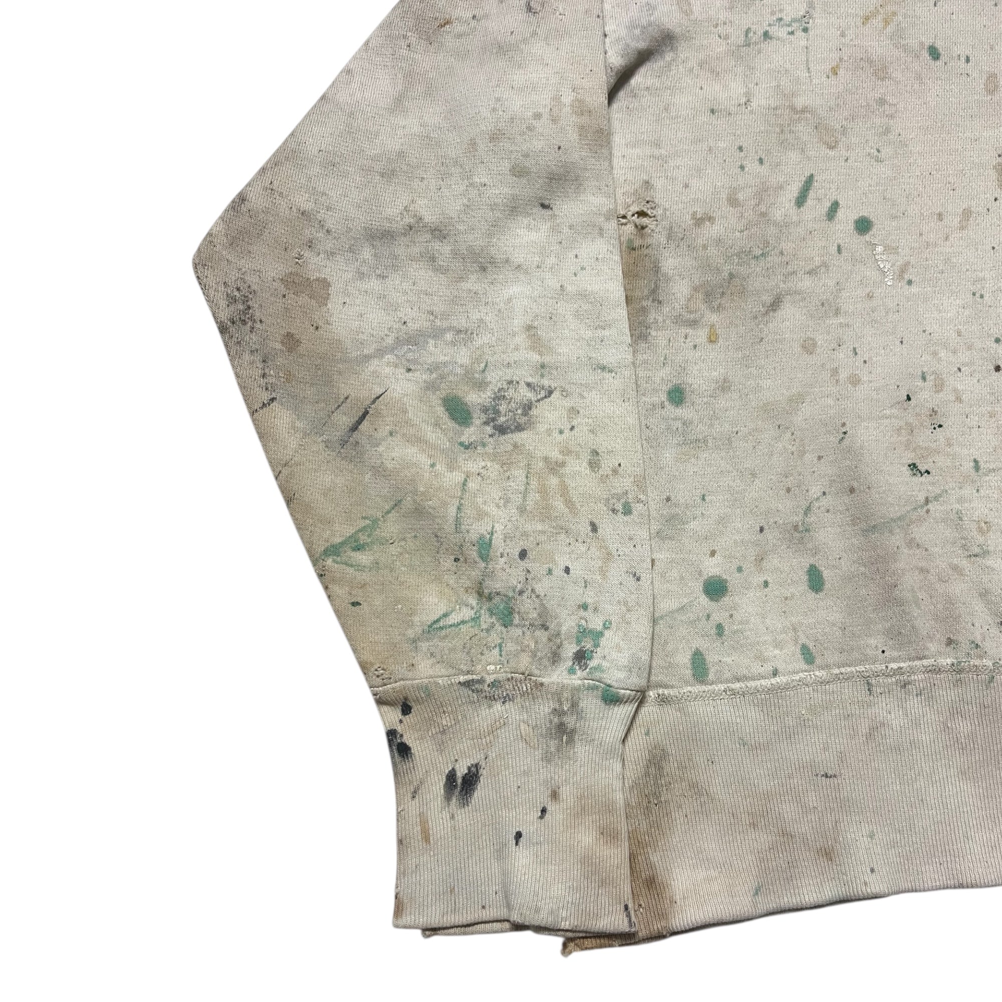 1950s Single-V Painter Distressed Crewneck Sweatshirt - Aged White - S/M