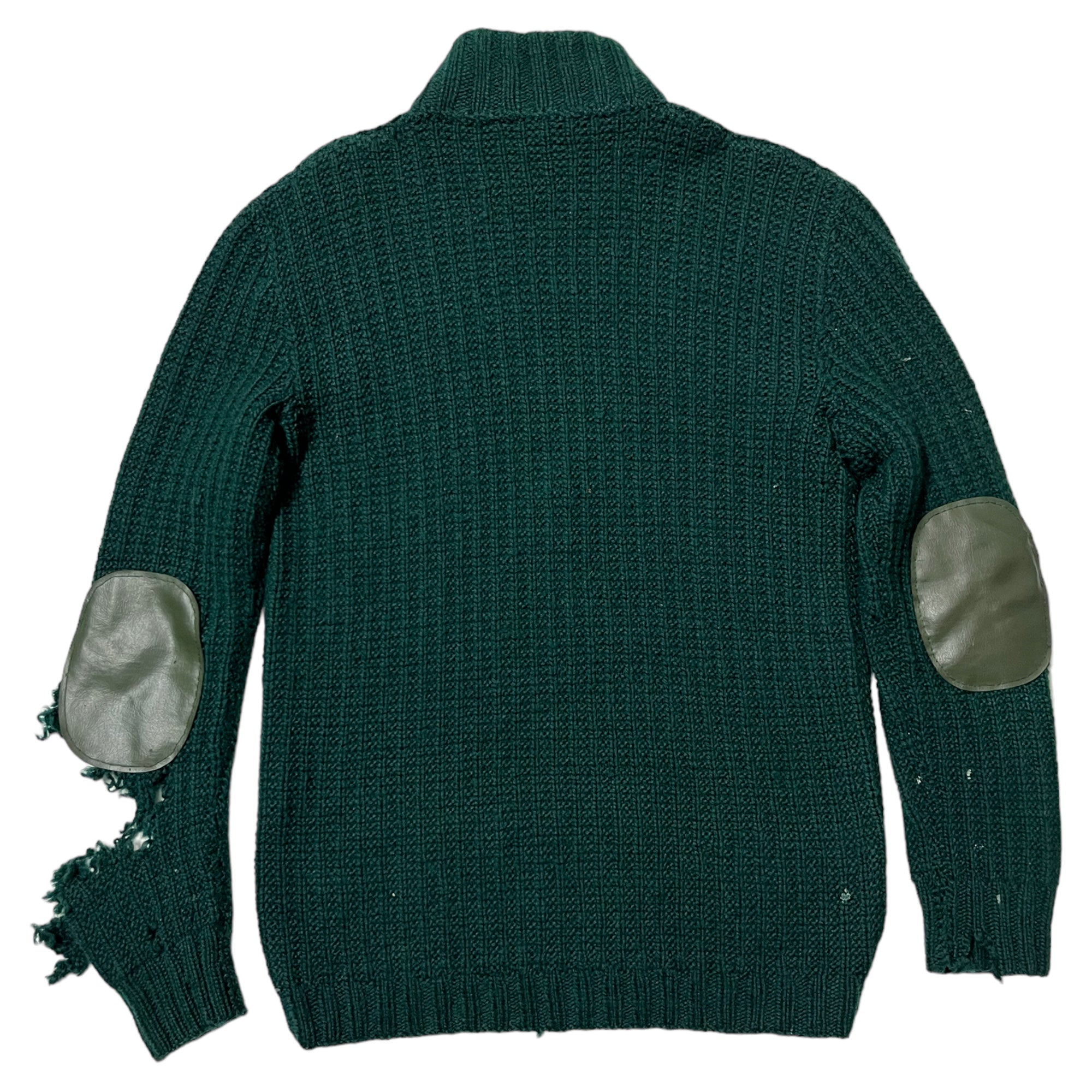 1940s Distressed French Knit Sweater - Forest Green - S/M