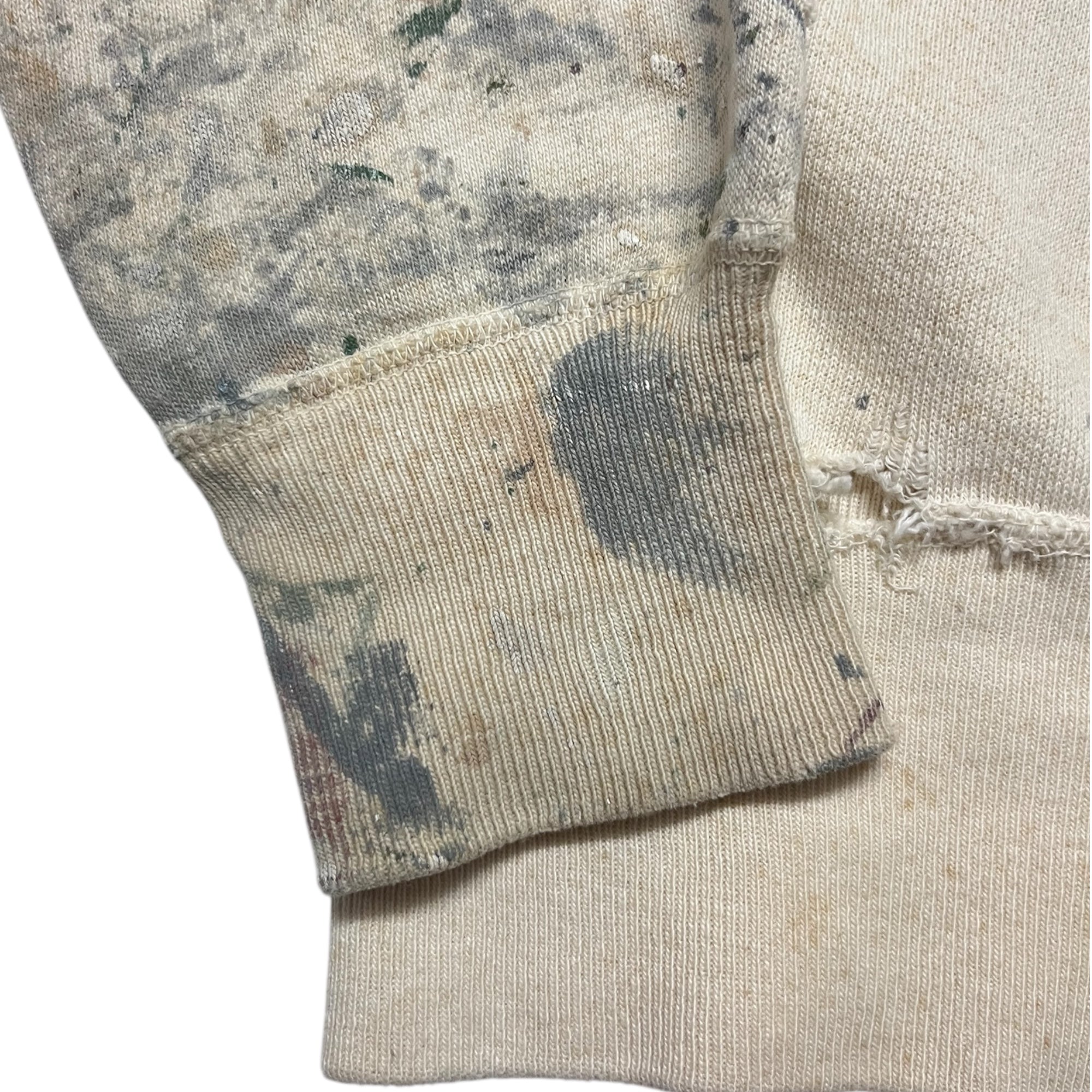 1950s Single-V Painter Distressed Crewneck Sweatshirt - Aged White - S