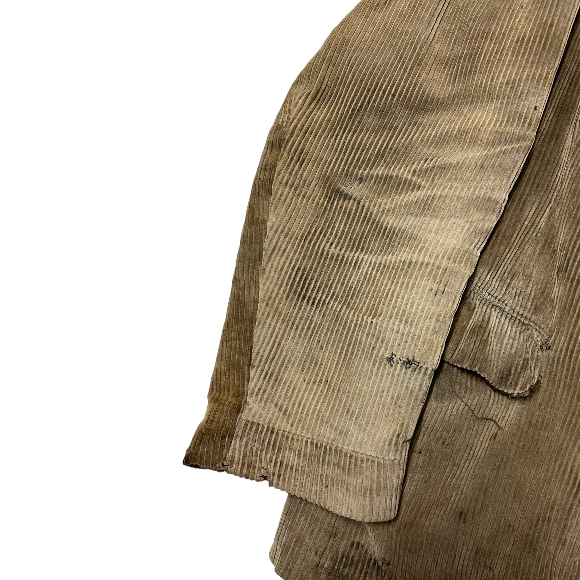 1930s French Corduroy Distressed & Repaired Blazer - Tan/Brown - M/L
