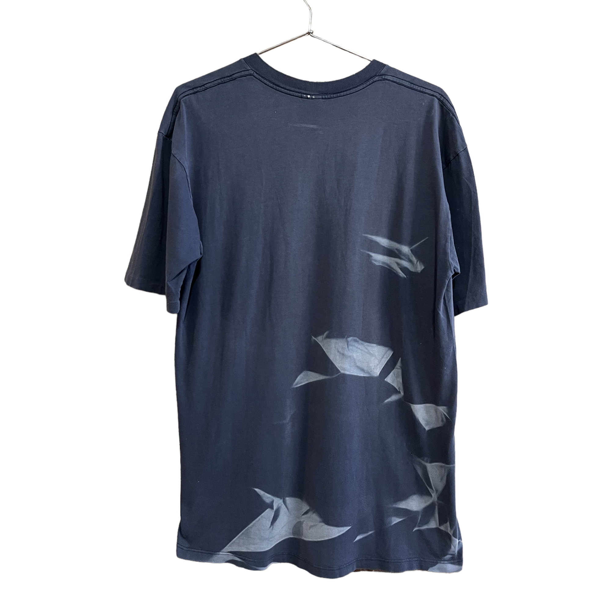 90s Faded Pocket Tee With Sun Fading - Faded Navy - L