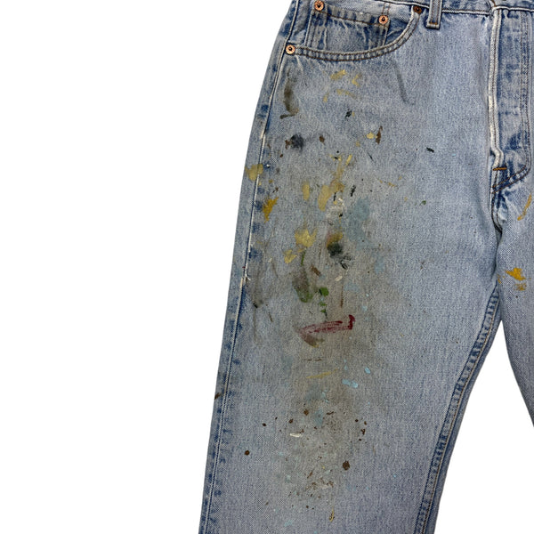 Late 1980s Levi's Made in USA 501 Painter Jeans - Light Wash Blue