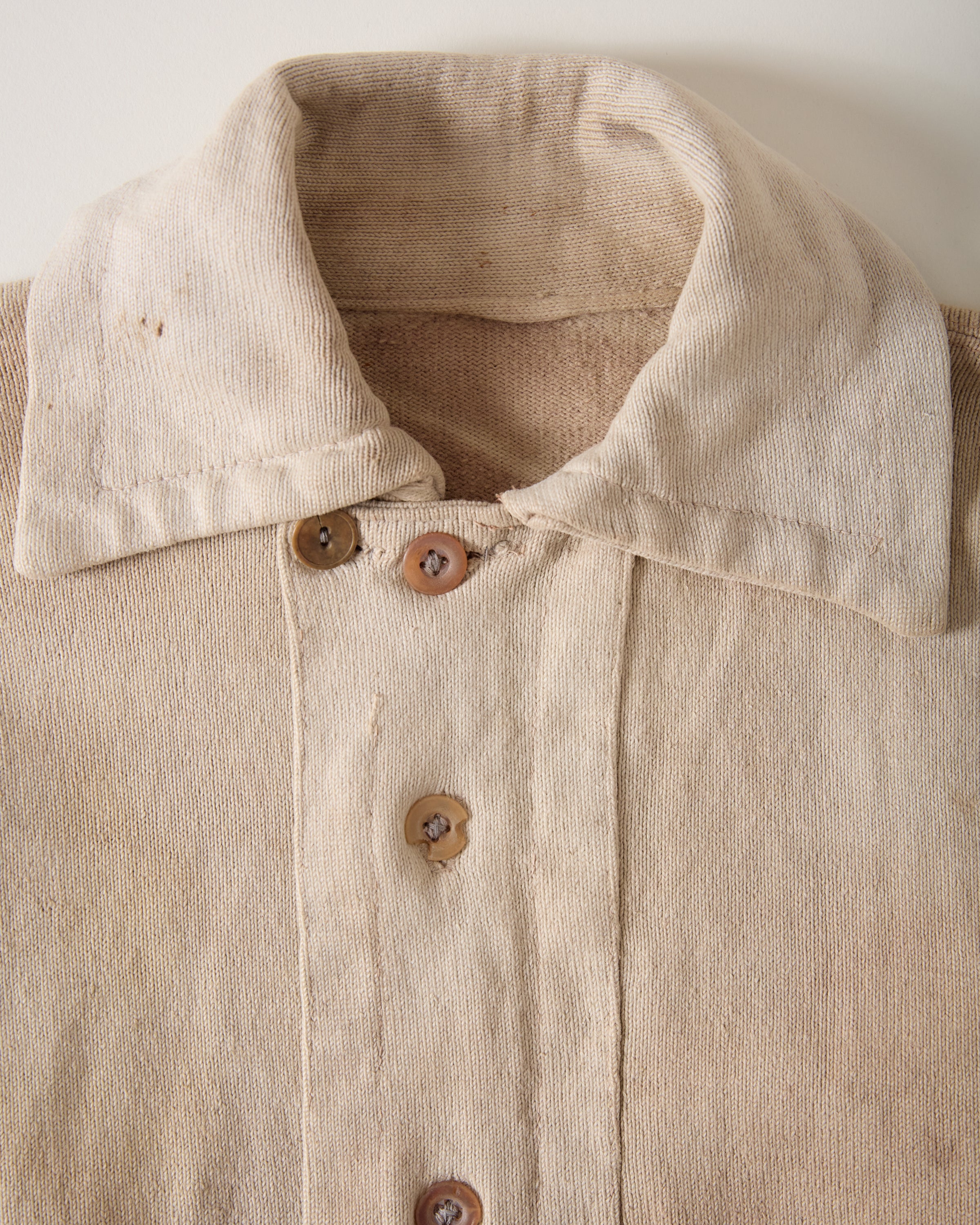 1890s Cropped Winter Work Shirt - Aged Eccru/Tan - S/M