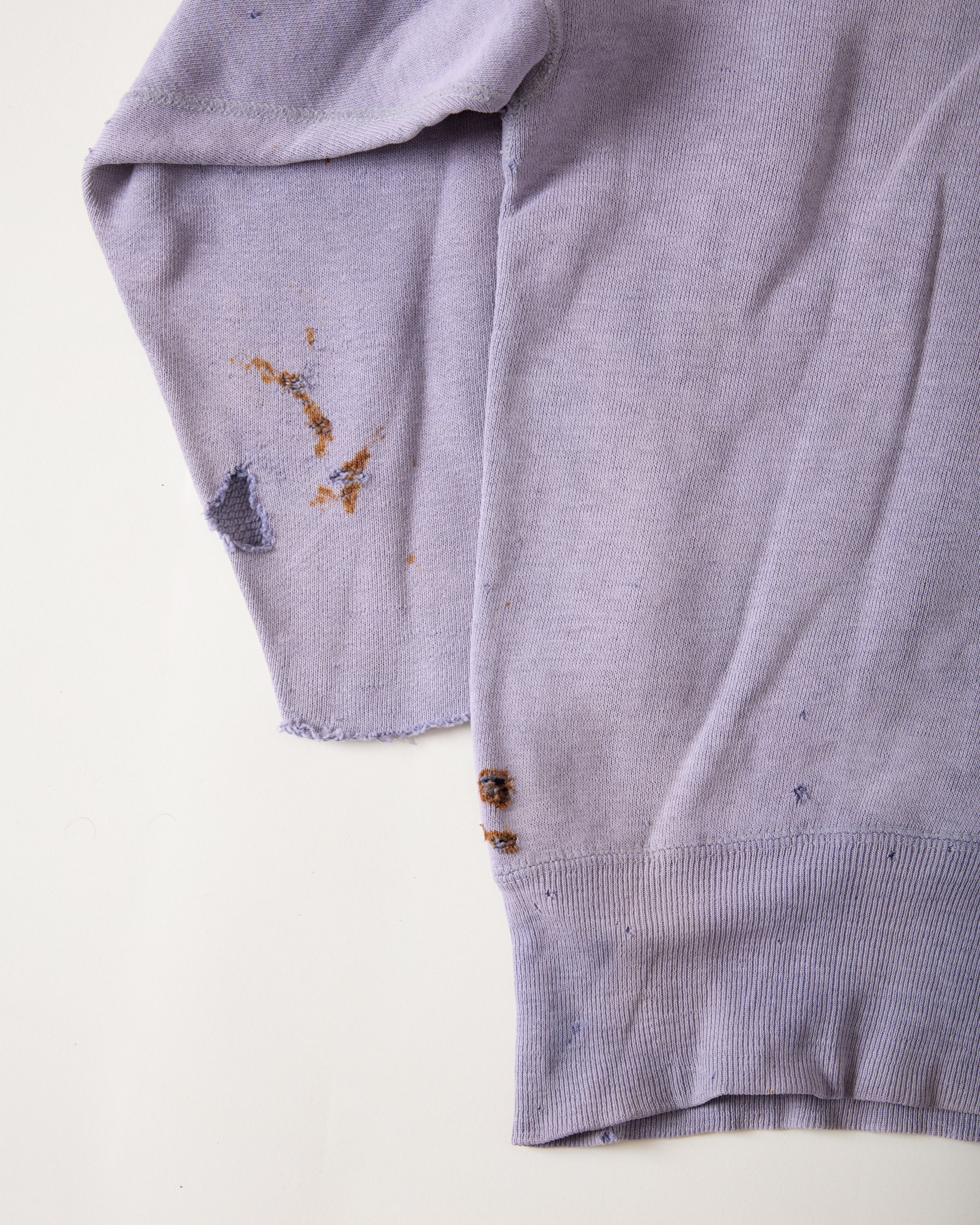1950s Distressed Double-V Crewneck Sweatshirt - Faded Lavender - M