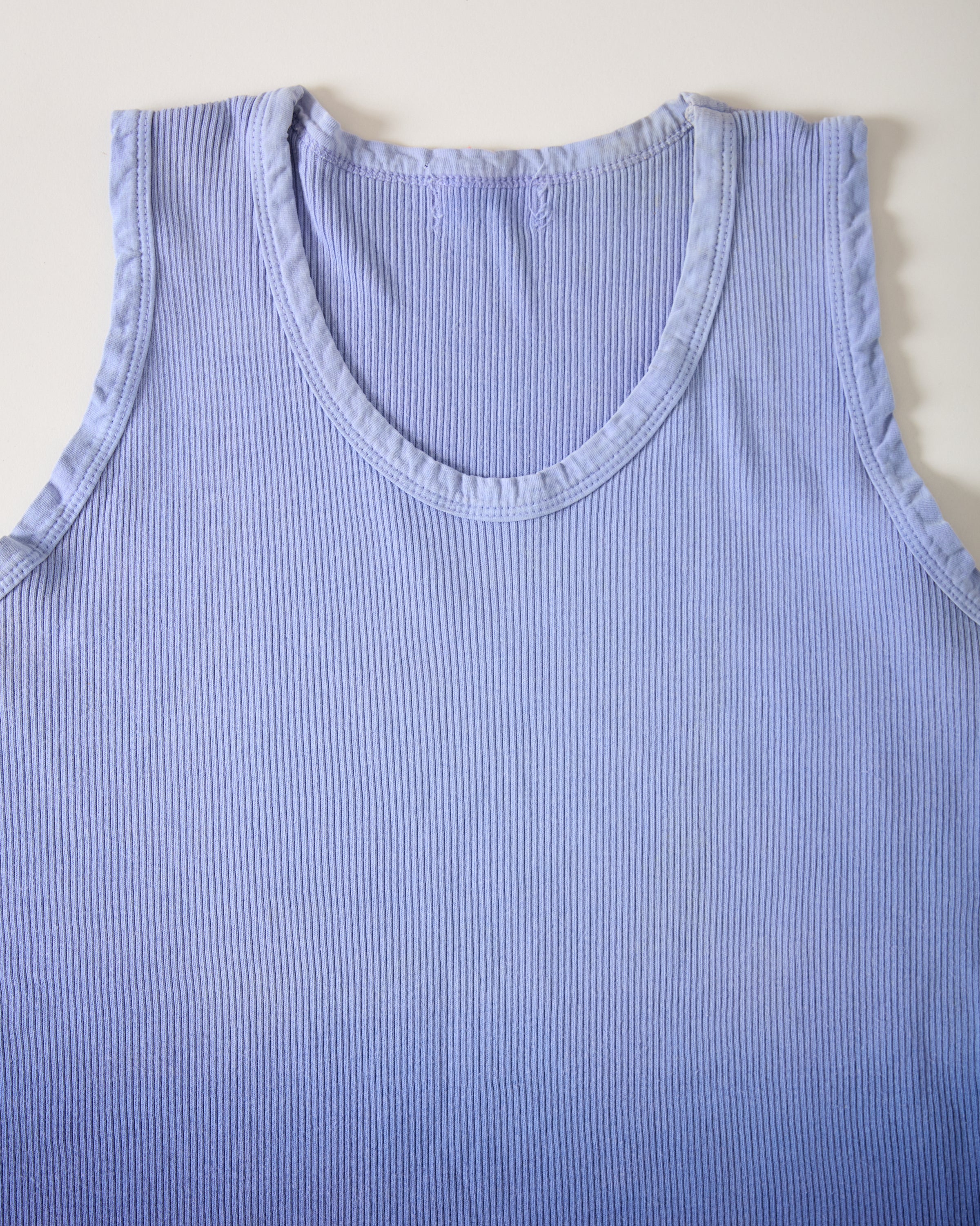 1950s Ribbed French Work Tank with Gradient/Tuck Fade - Shade of Blue - M