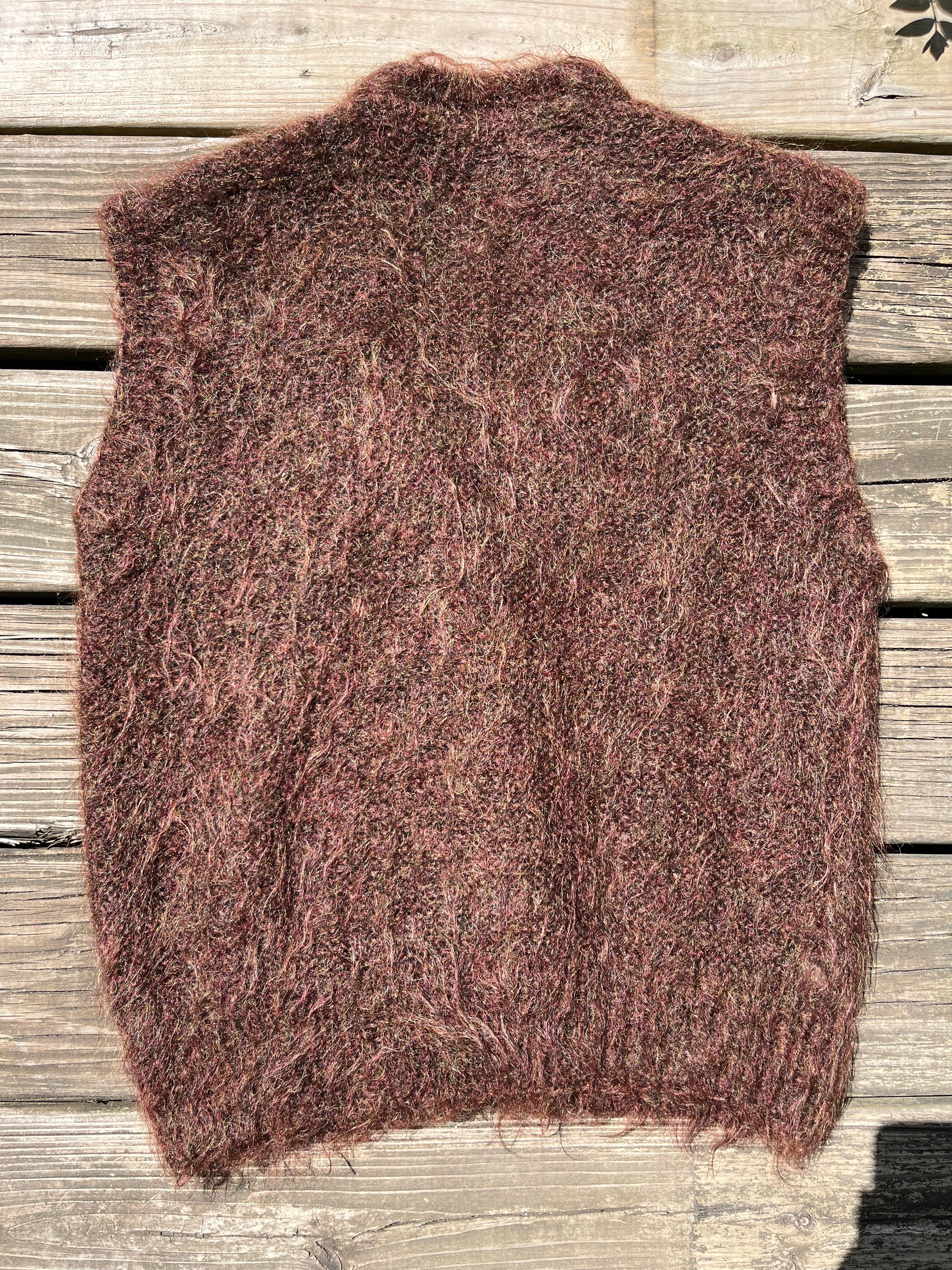 1970s Shaggy Mohair Vest - Grizzly Brown - S/M
