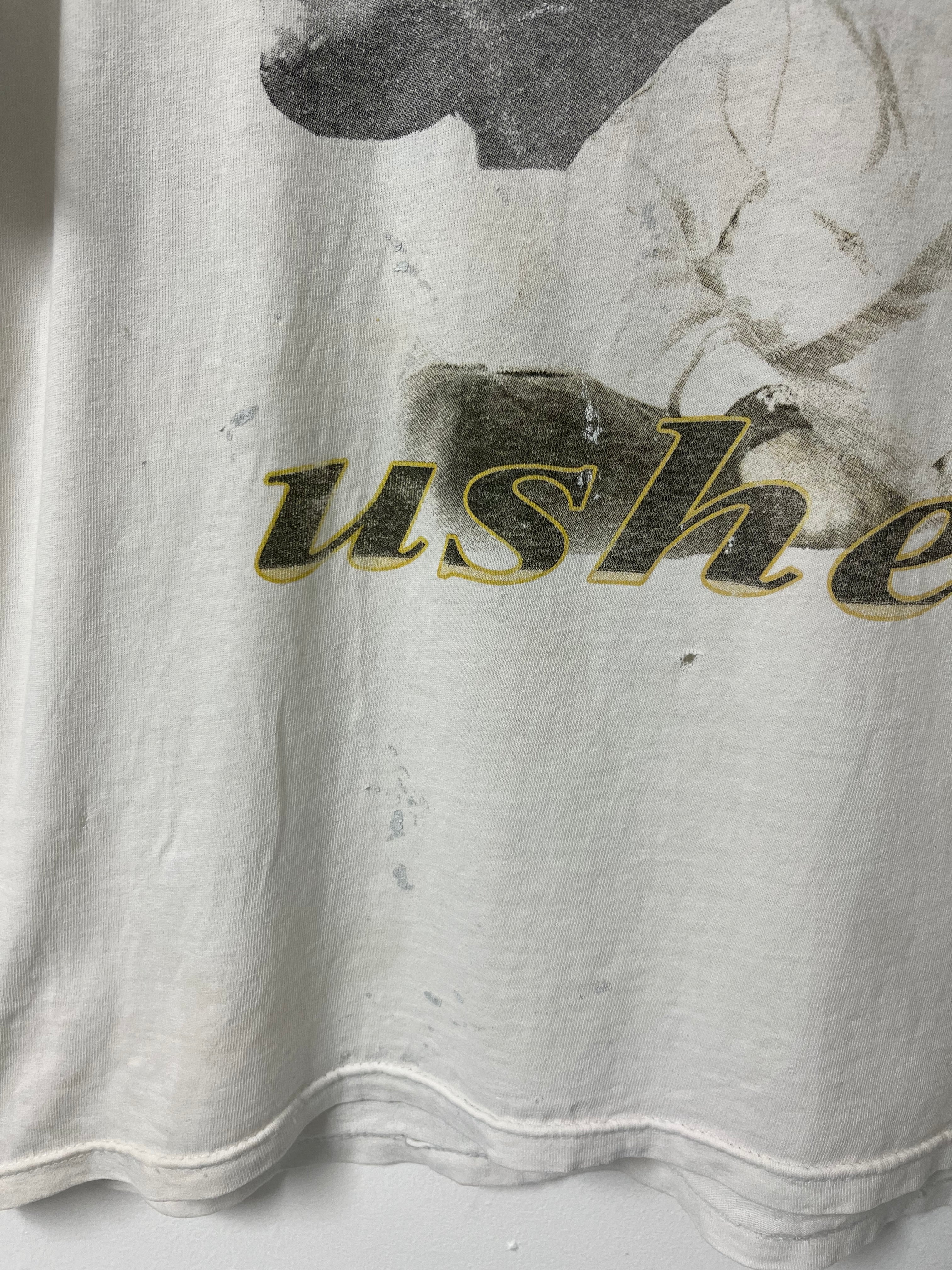 ‘04 Usher Confessions Tour Bootleg Distressed Rap T-Shirt - Aged White - XL