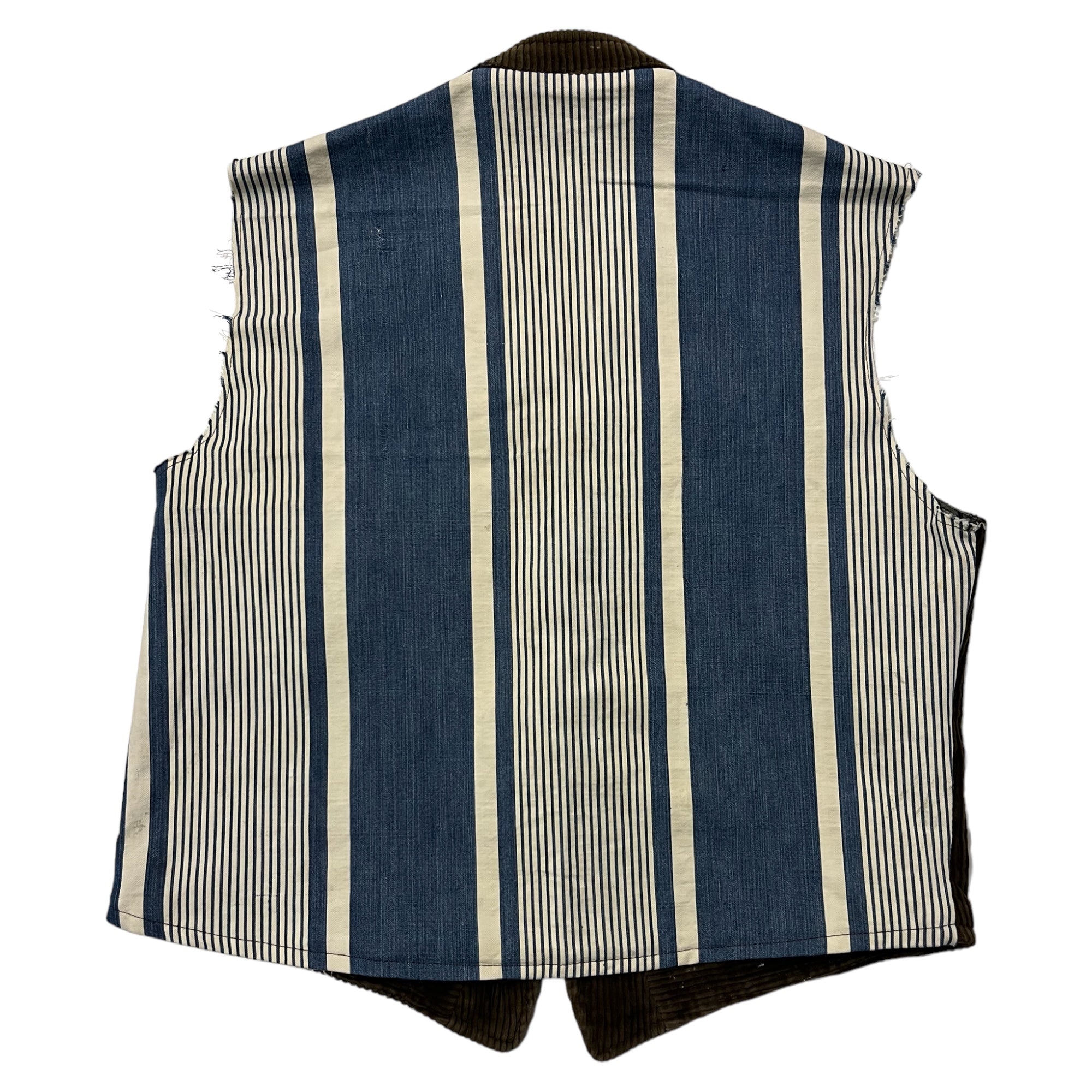 1920s/30s French Corduroy Vest with Replaced ‘Napkin’ Back - Coffee Brown - S