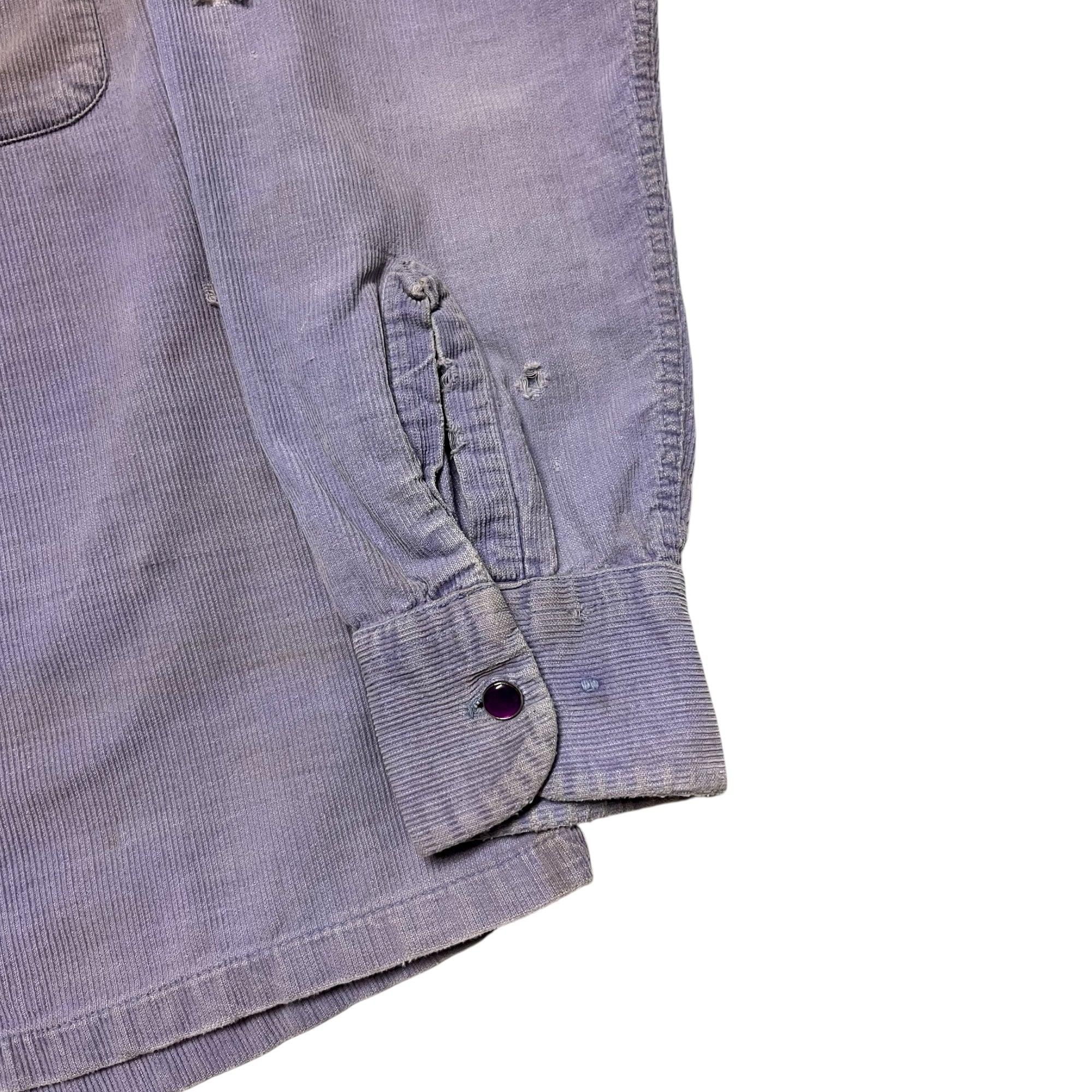 1950s Distressed ‘Archdale’ Corduroy Loop-Collar with Gem Buttons - Lavender - S