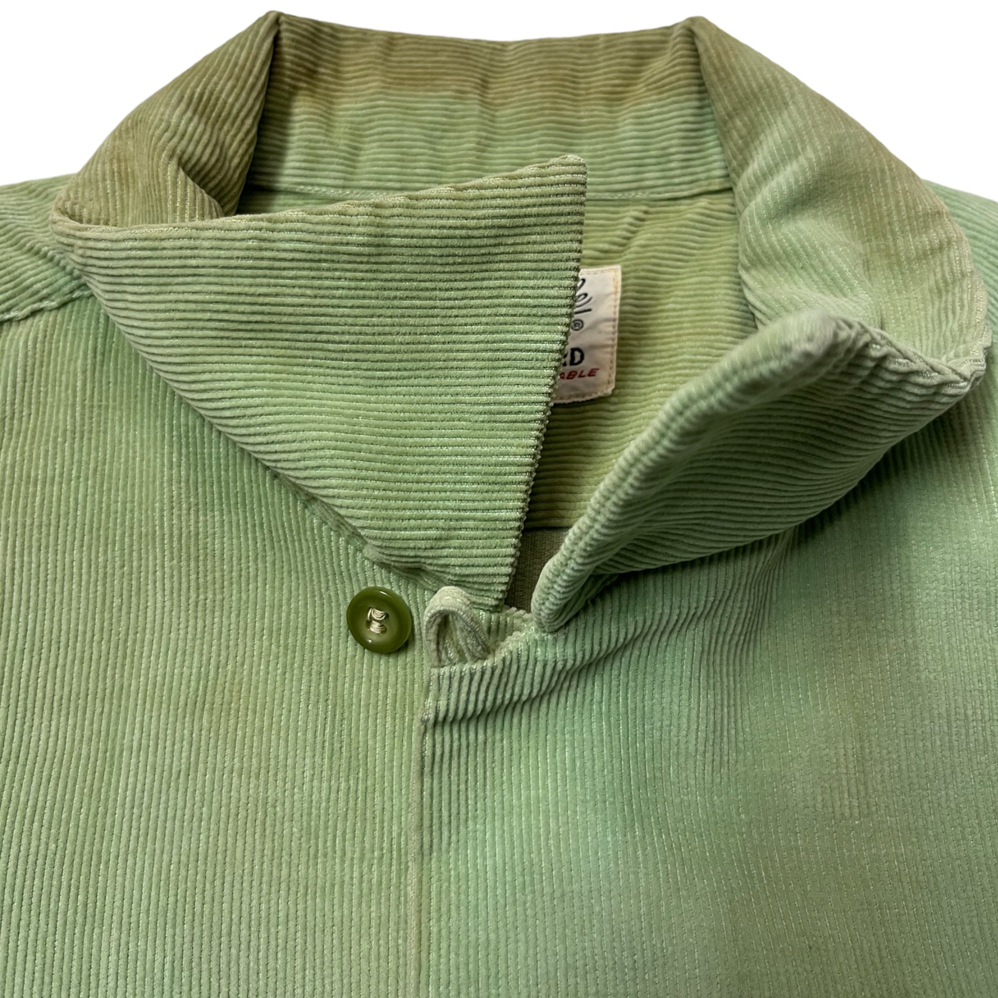 1950s Loop Collar Corduroy Distressed/Stained Shirt - Sea Foam Green - L/XL