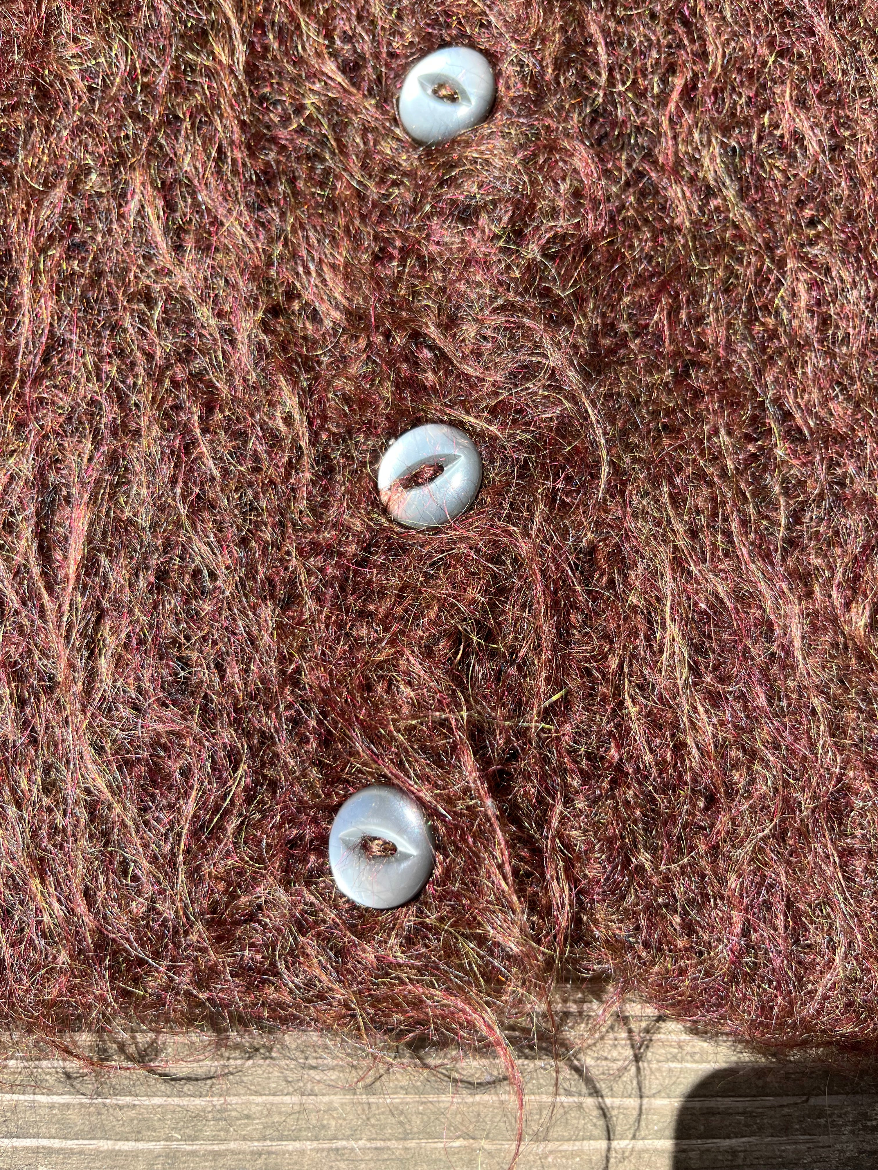 1970s Shaggy Mohair Vest - Grizzly Brown - S/M